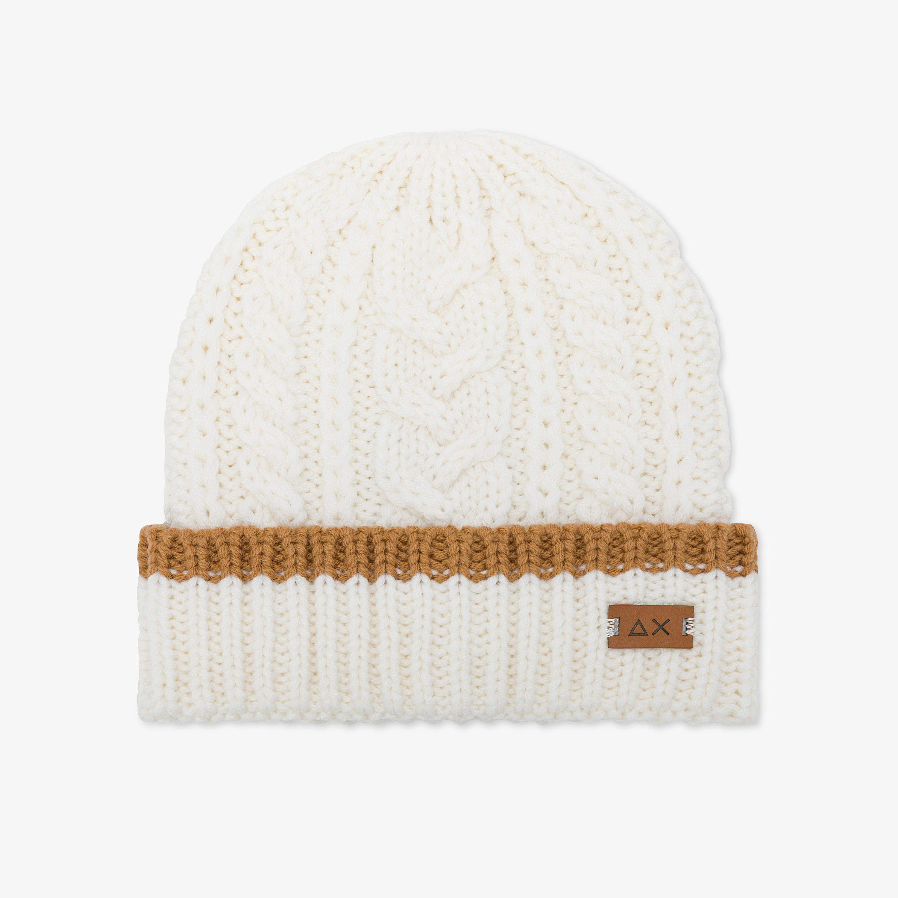 Berretto beanie in misto lana a trecce bianco panna