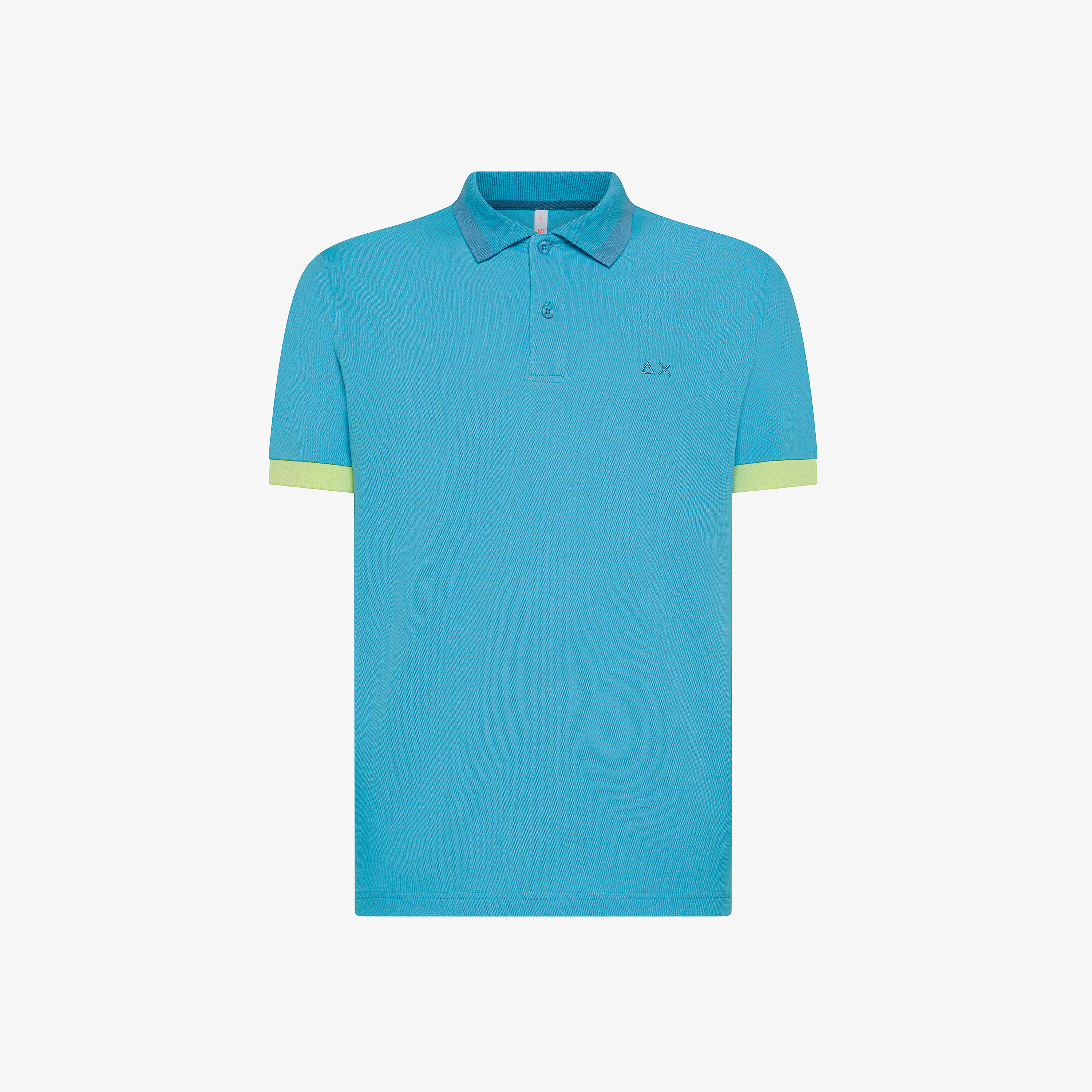 Turquoise polo shirt with contrast stripes