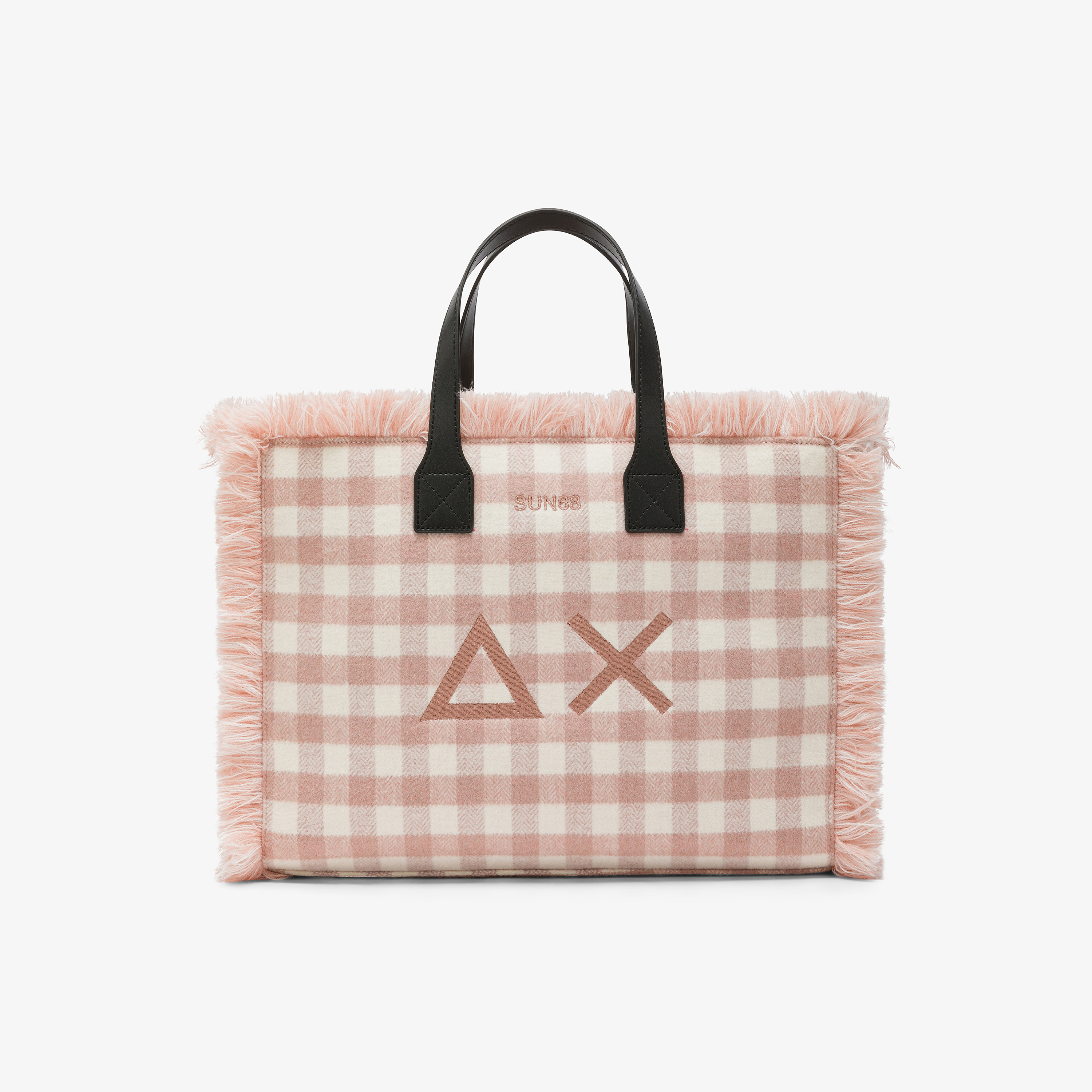 Shopping bag midi Cali in lana check rosa