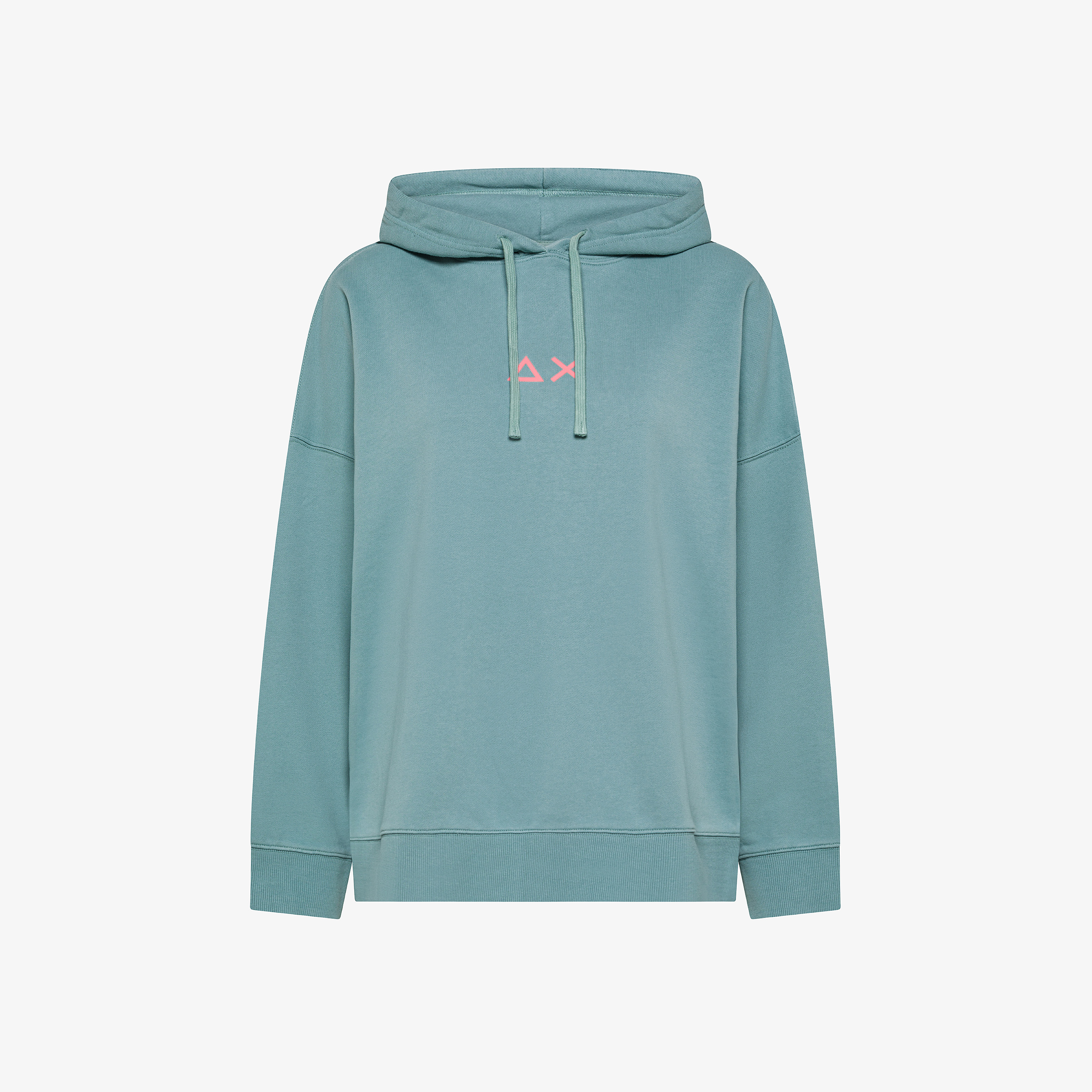 Felpa in cotone con logo e cappuccio azzurro cenere