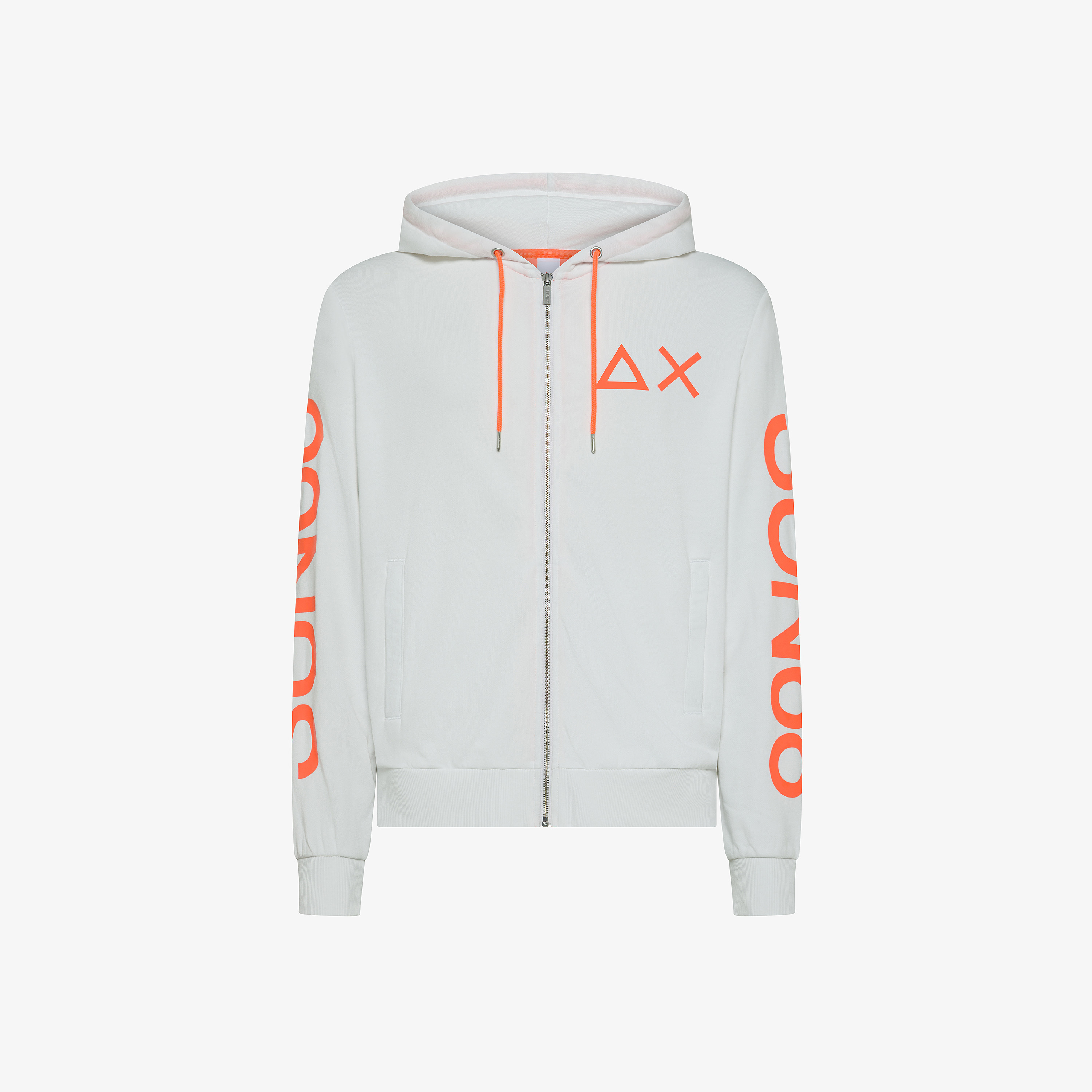Felpa hoodie bianca panna con stampa fluo Felpa hoodie bianca panna con stampa fluo