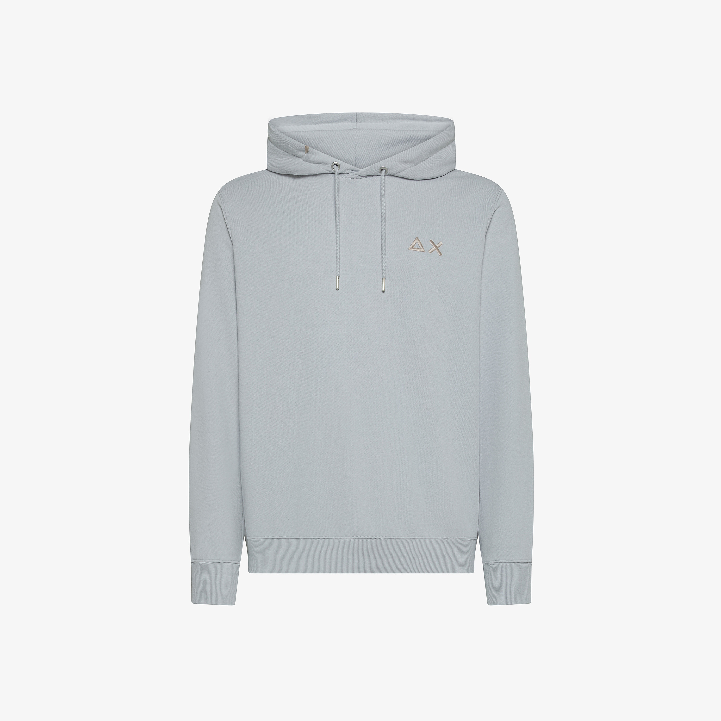 Felpa hoodie grigia chiara con logo ricamato