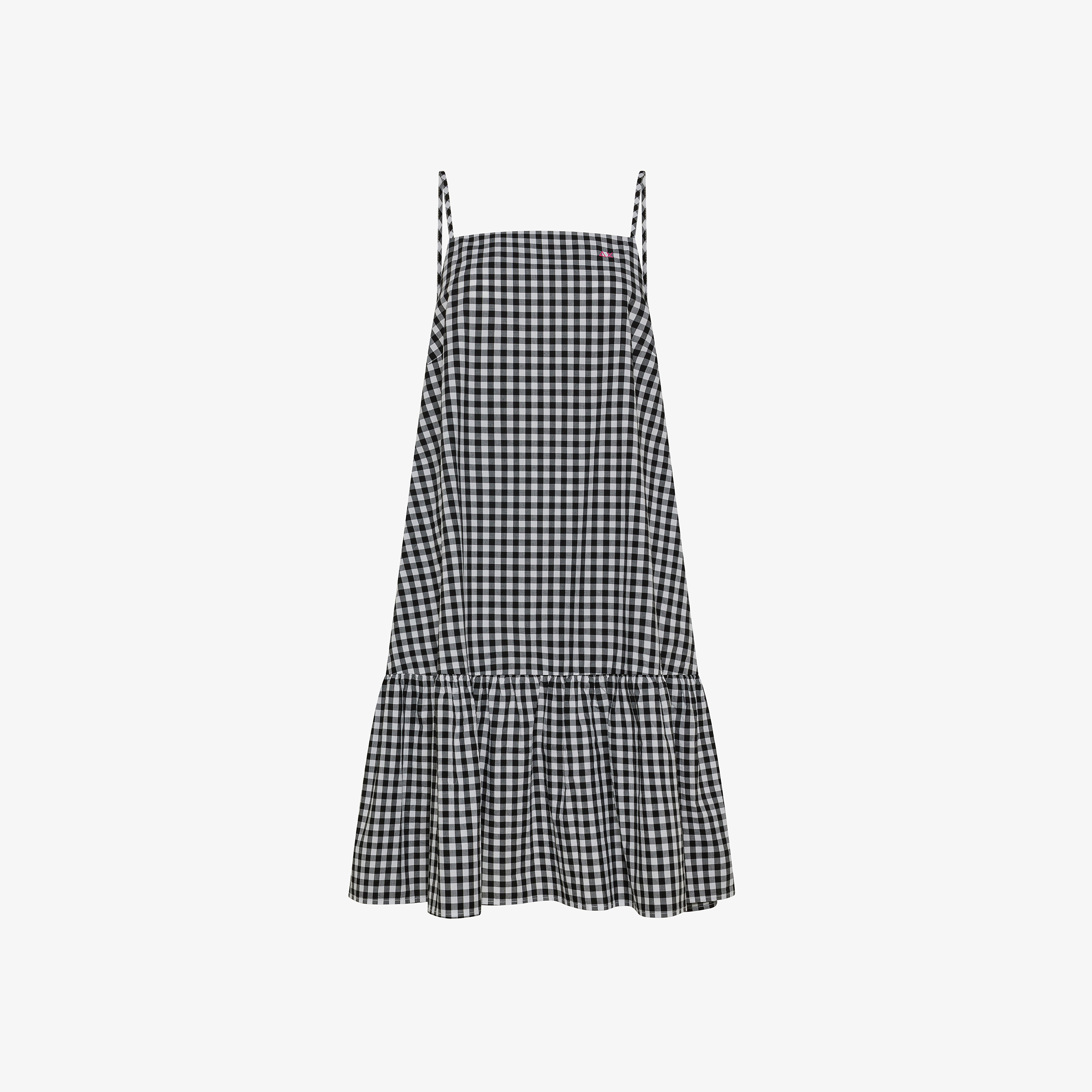 Black and white checked cotton dress