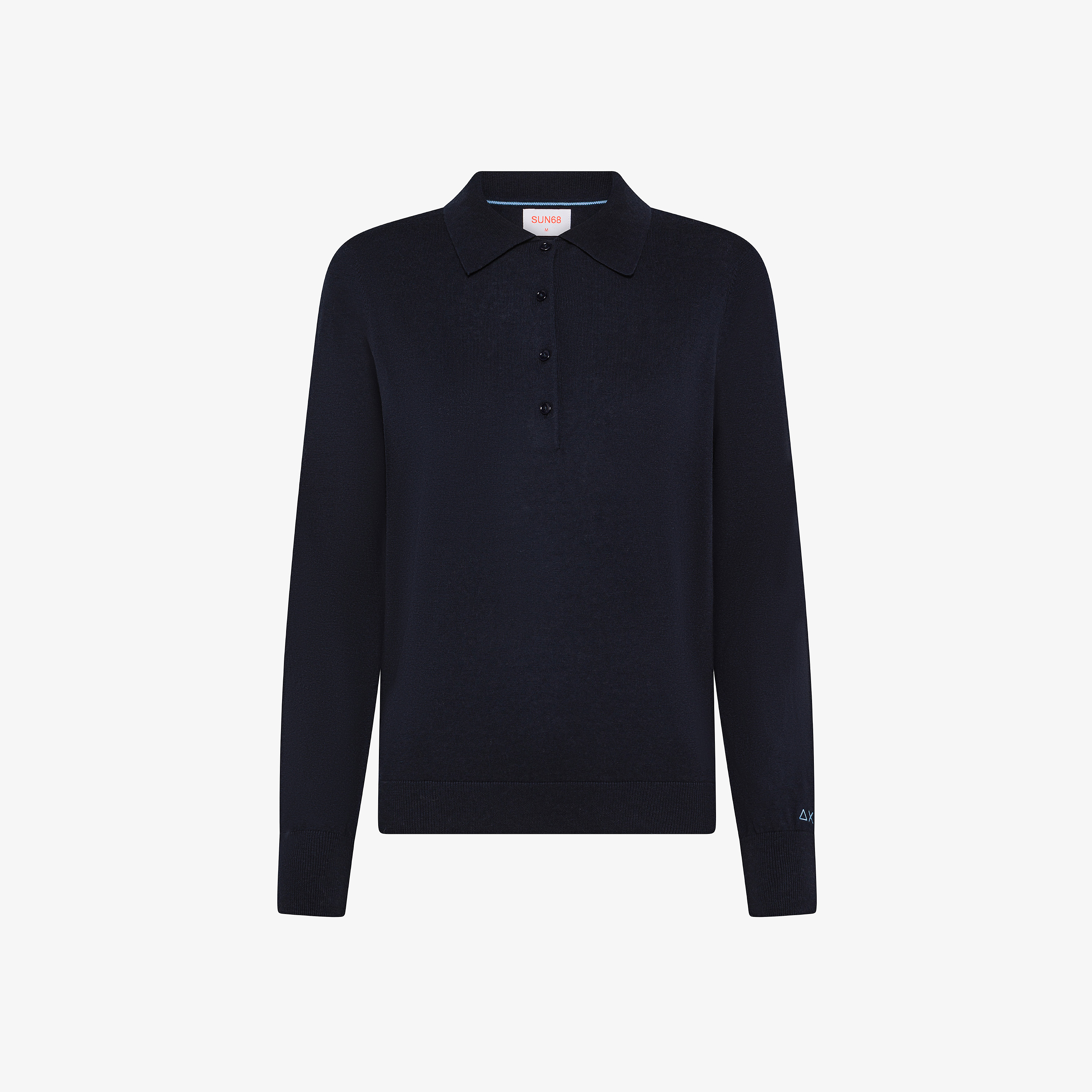 Polo in lana e cotone navy blue
