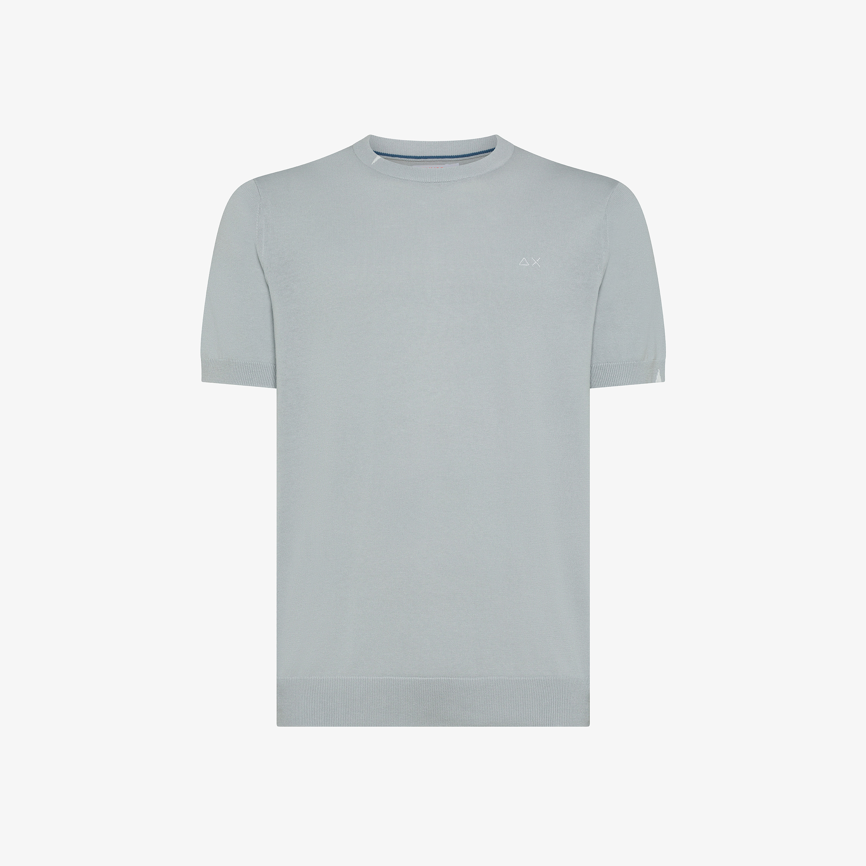 T-shirt in maglia in cotone grigio chiaro