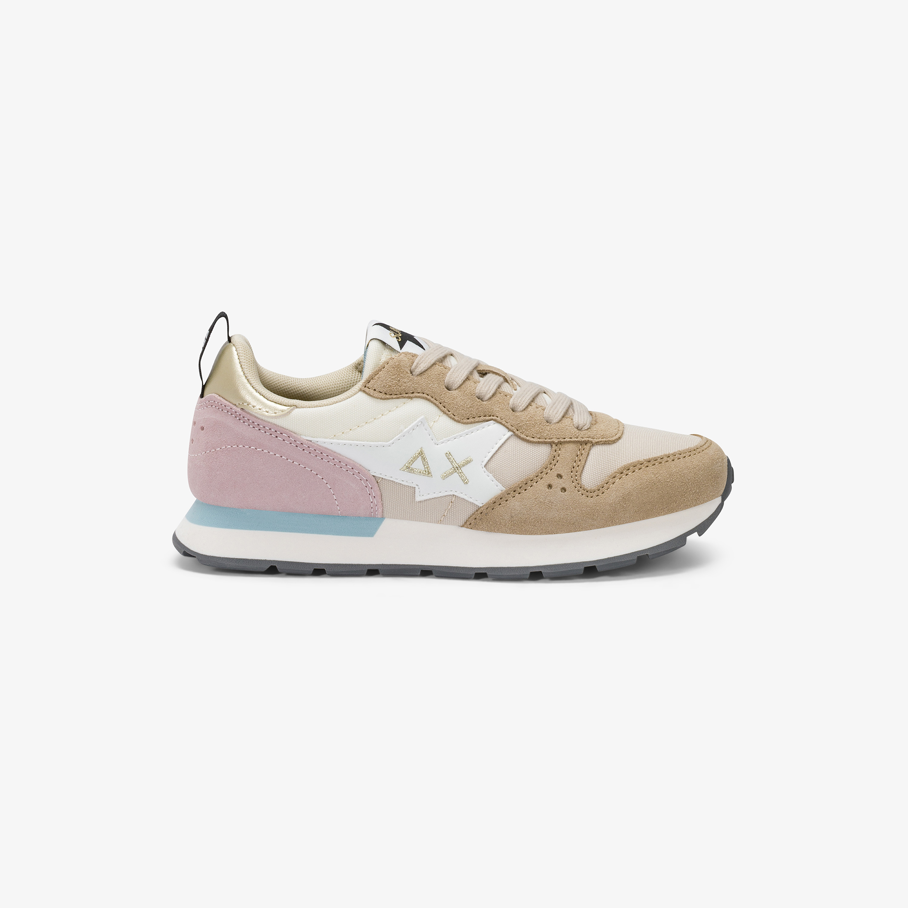 Sneaker Teen Girl's Stargirl Multicolor in nylon e suede bianco panna