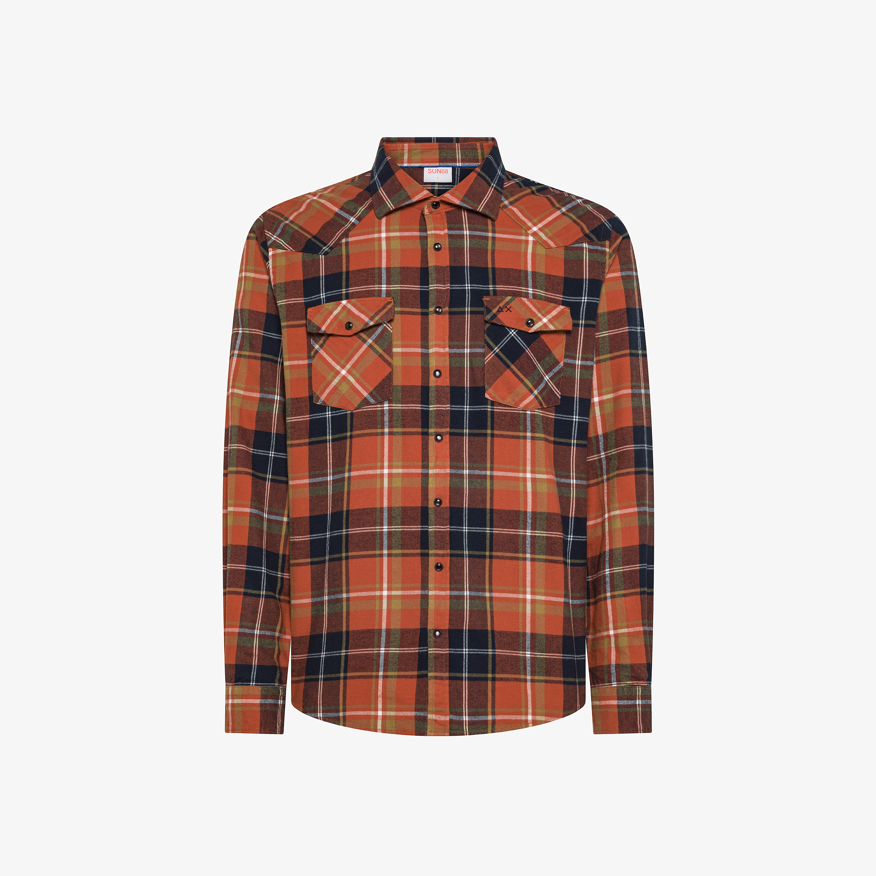 Orange checked cotton shirt