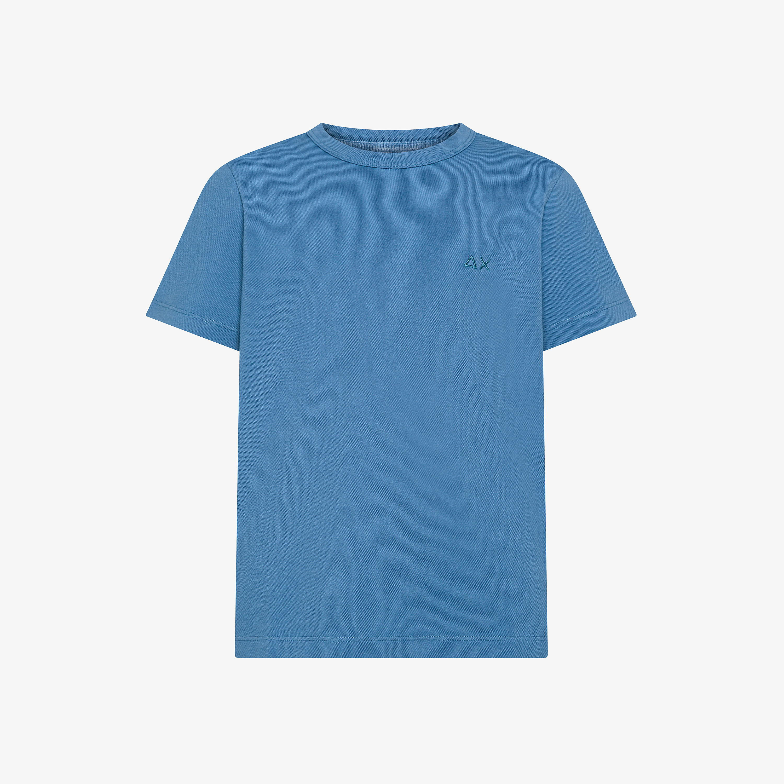 Avio blue crew neck piqué T-shirt