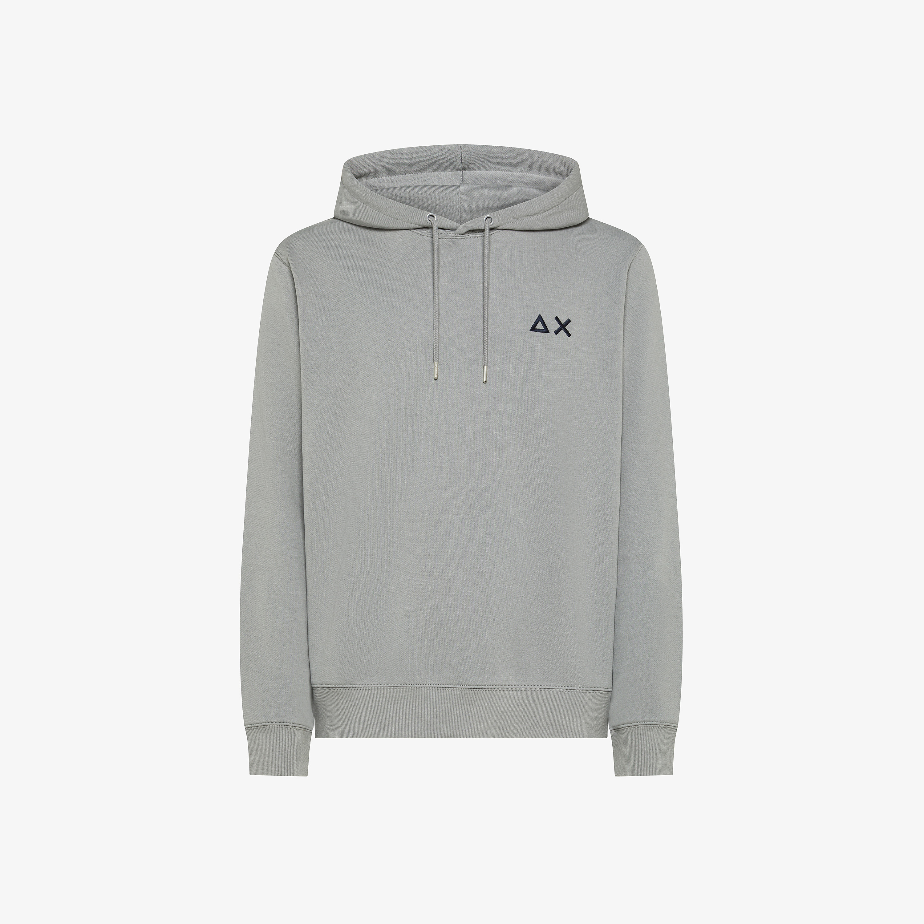 Felpa in cotone con cappuccio e coulisse grigio medio