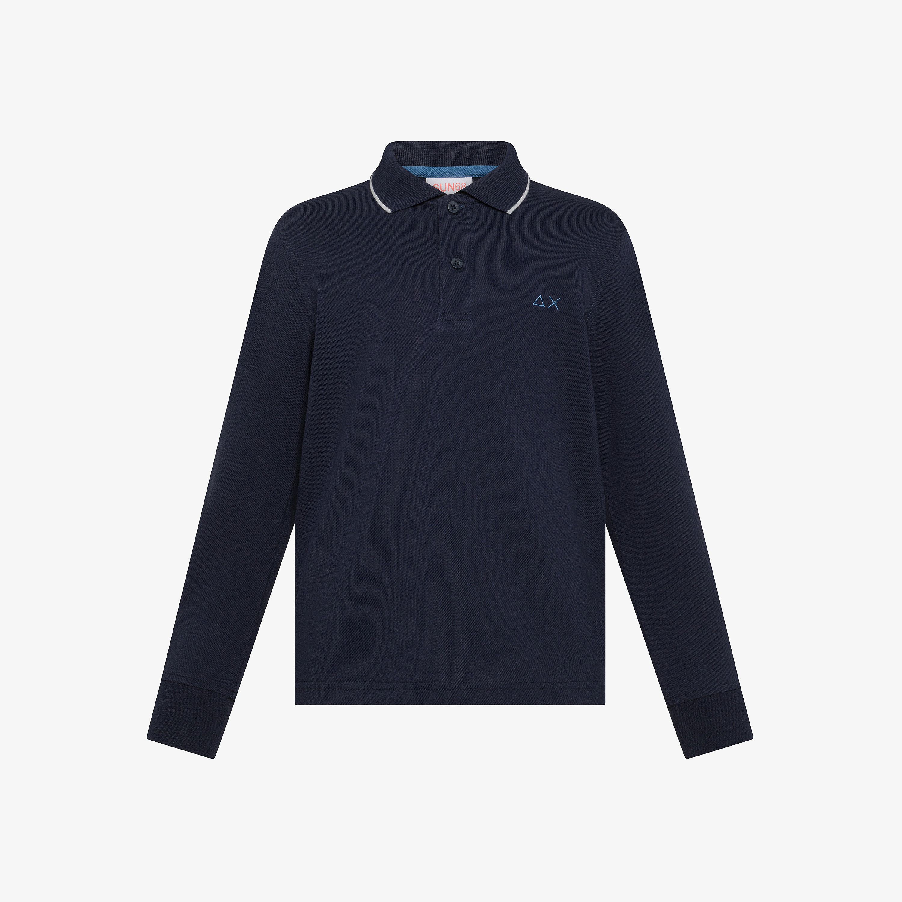 Navy blue cotton piqué polo shirt