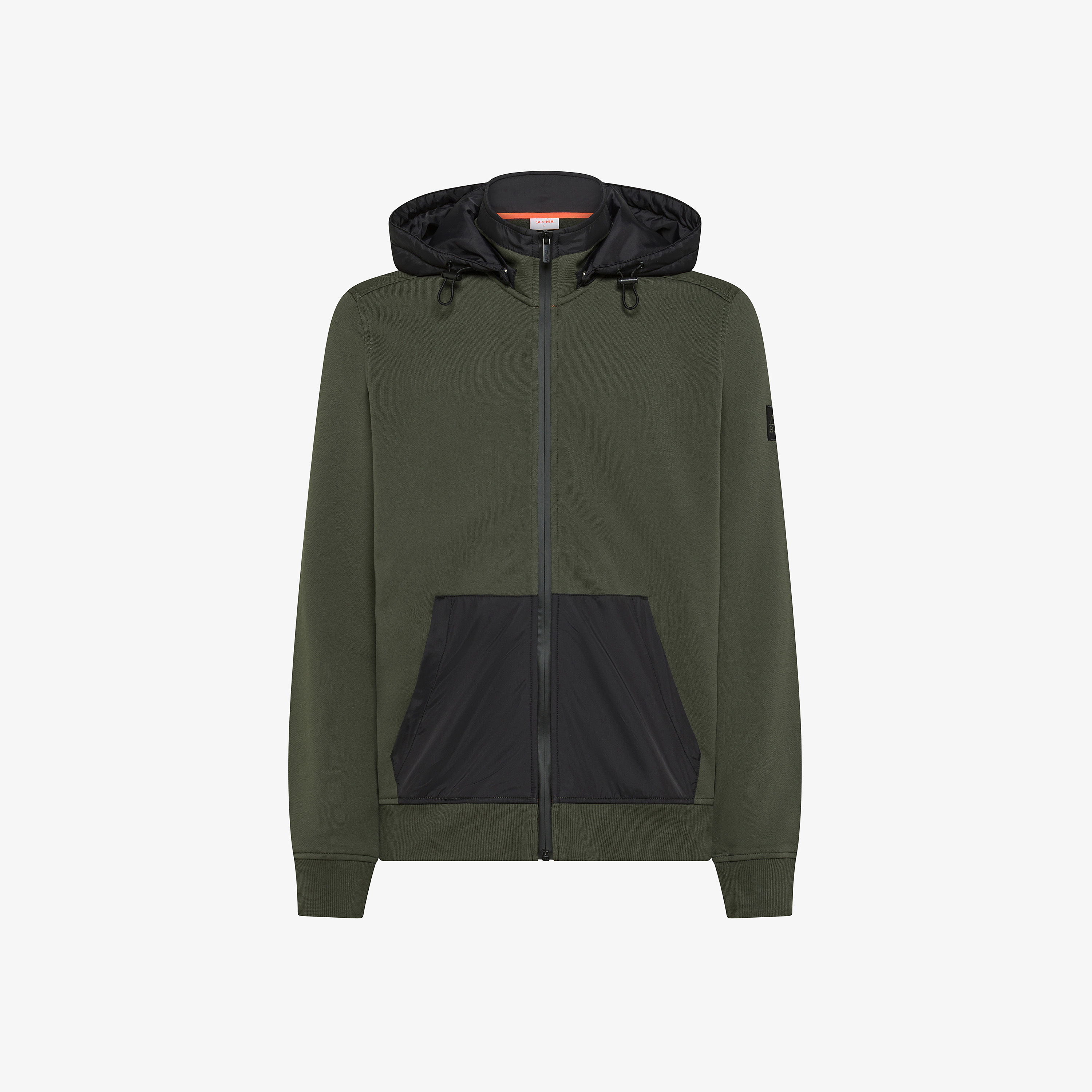 Dark military cotton fleece and nylon jacket