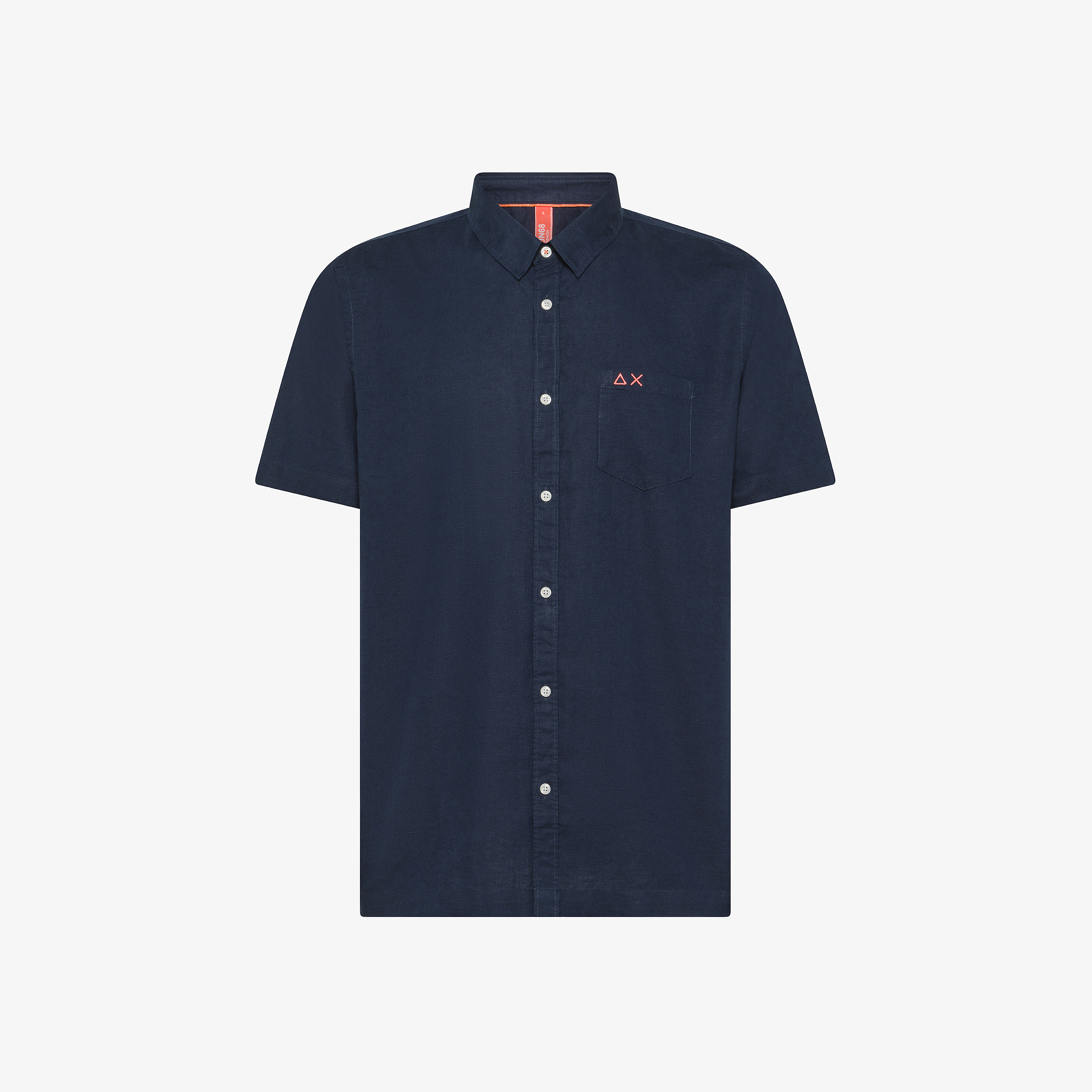 Camicia in lino e cotone blu navy