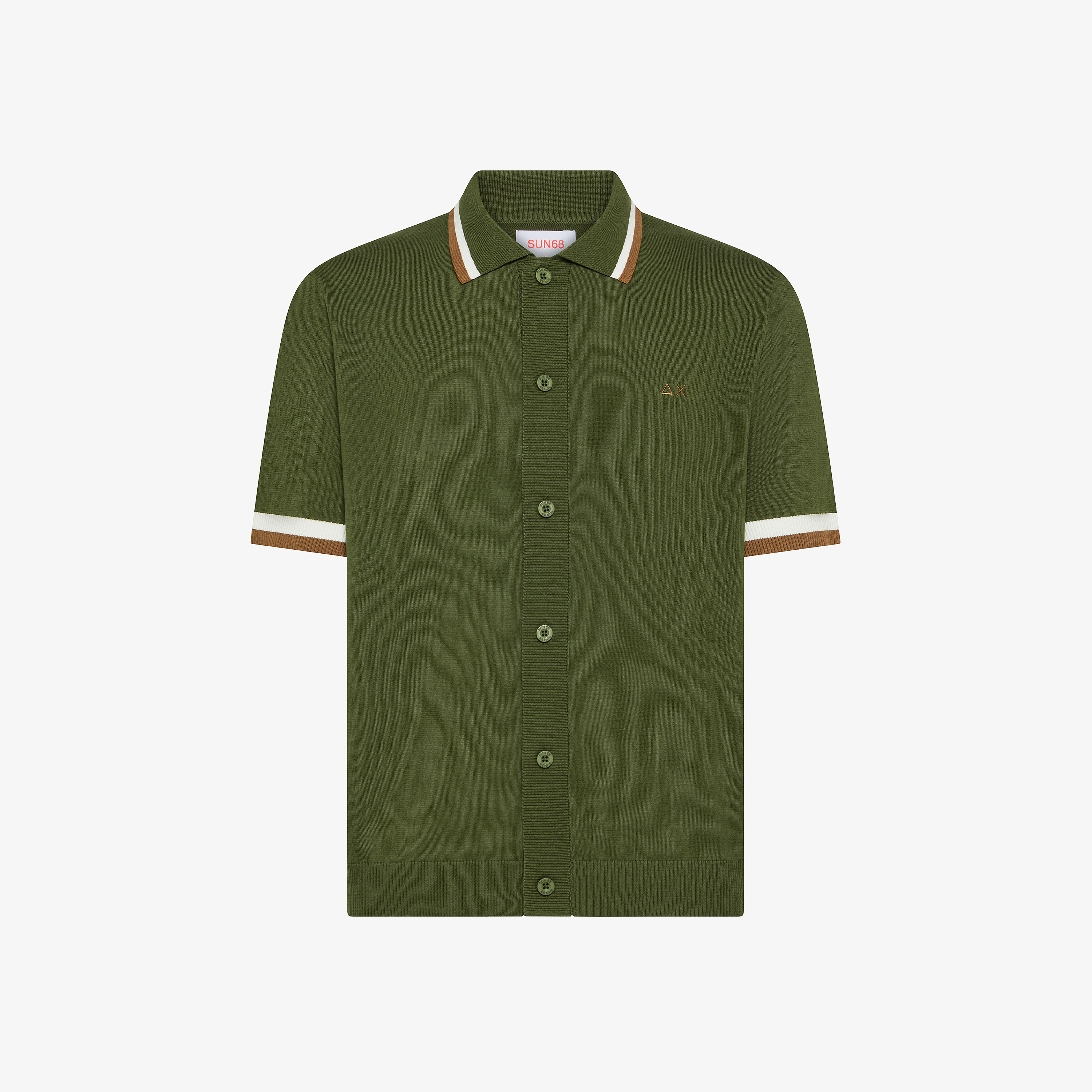 Camicia in maglia di cotone verde scuro