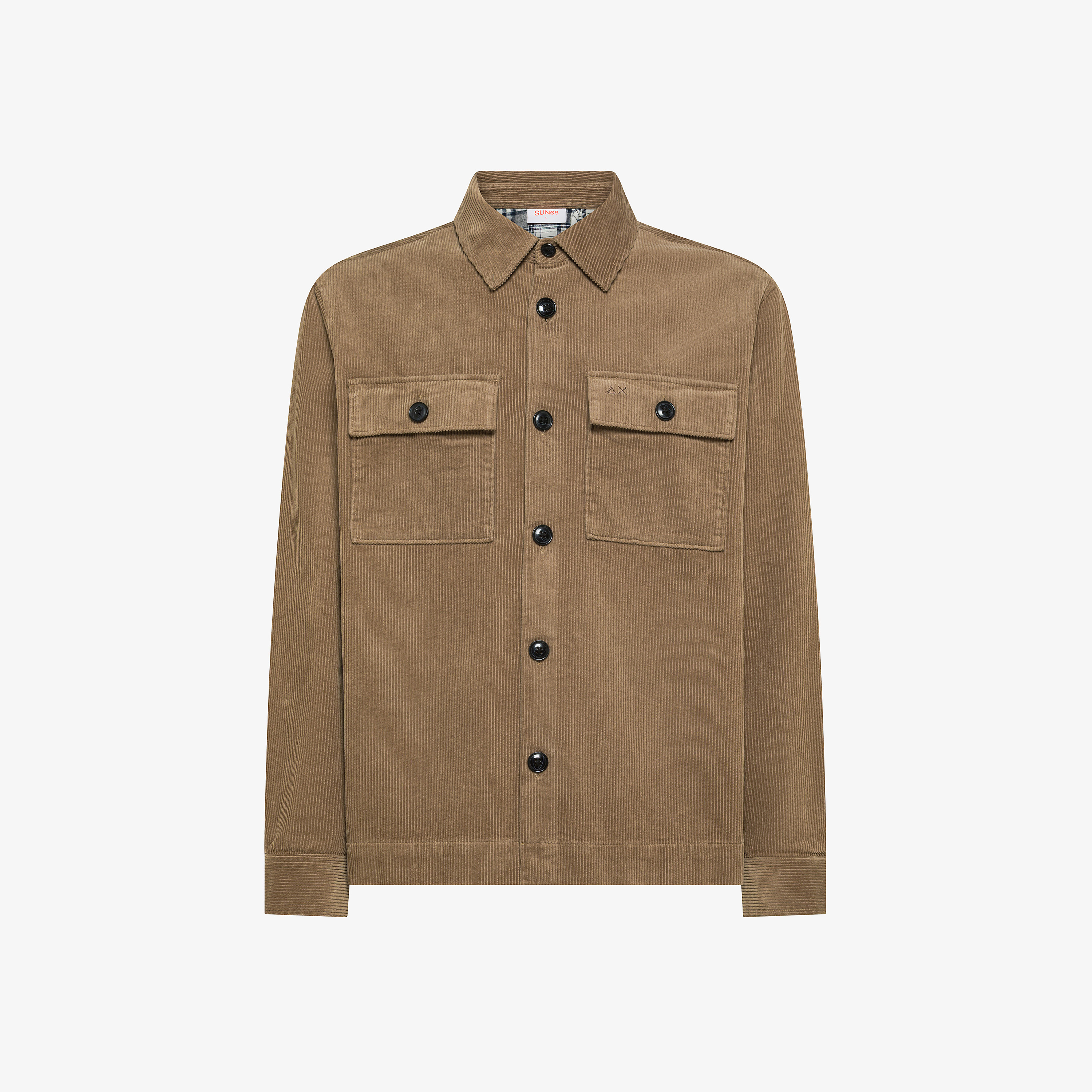 Giacca overshirt in velluto di cotone beige