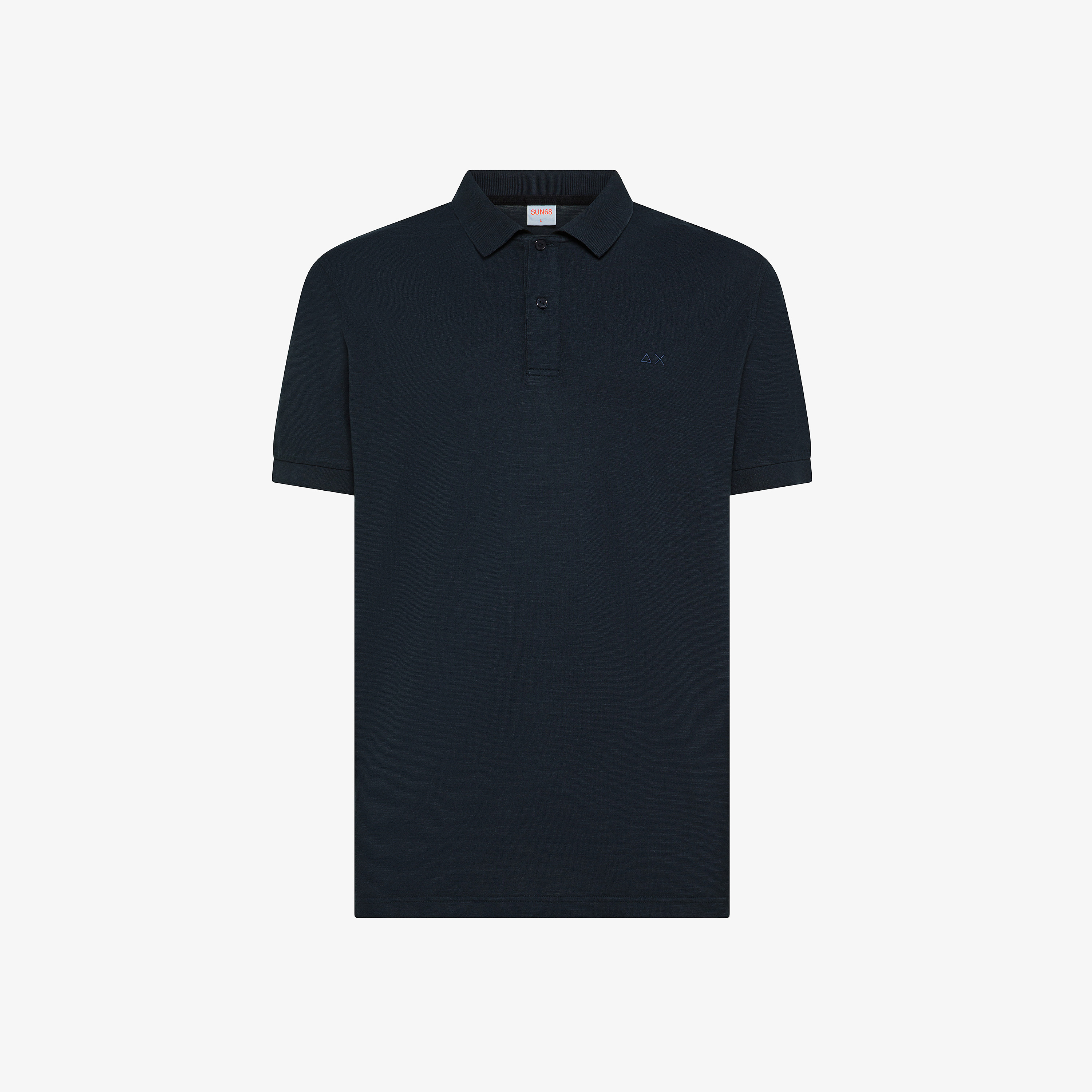 Navy blue cotton polo with embroidery on the chest