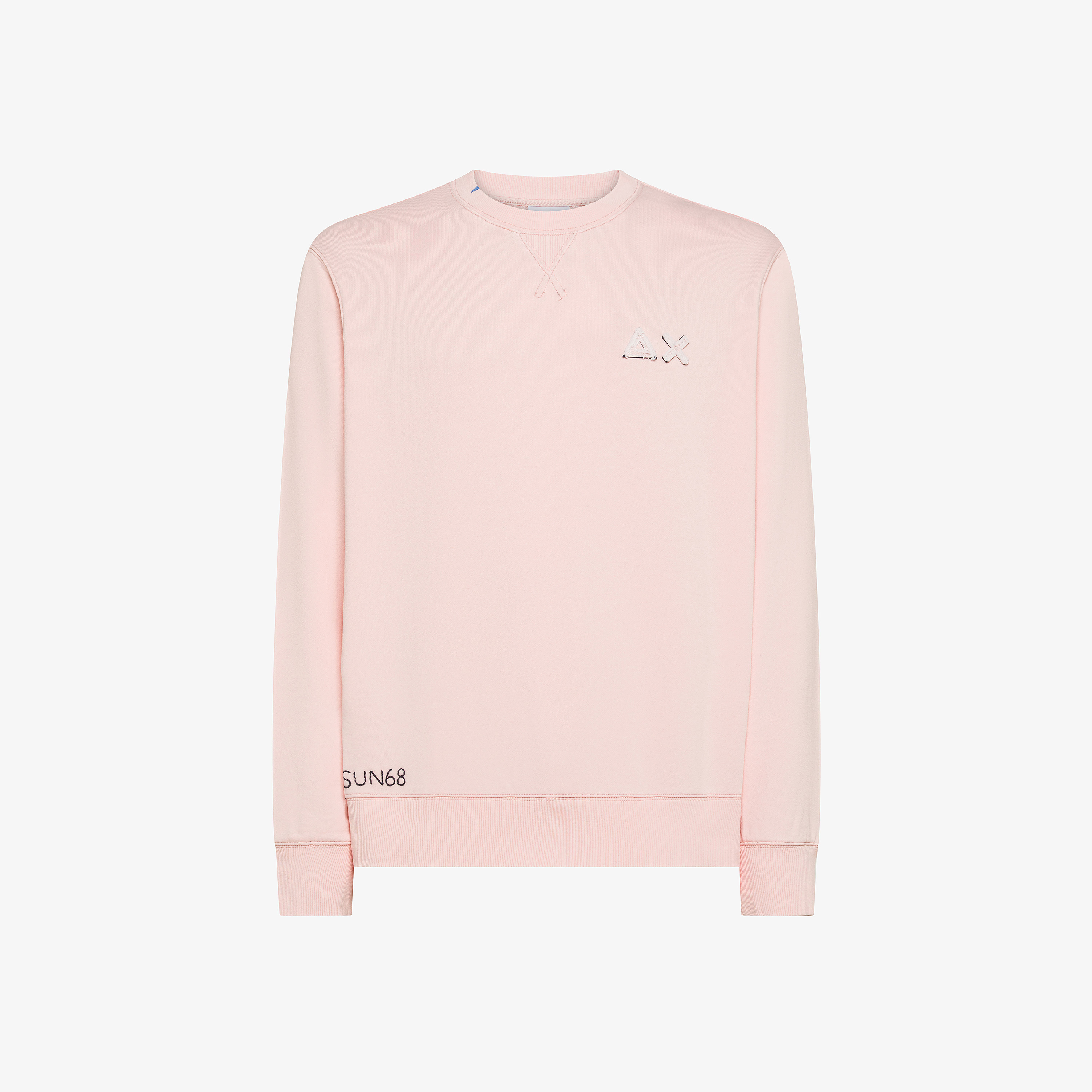 Felpa girocollo in cotone effetto vintage rosa
