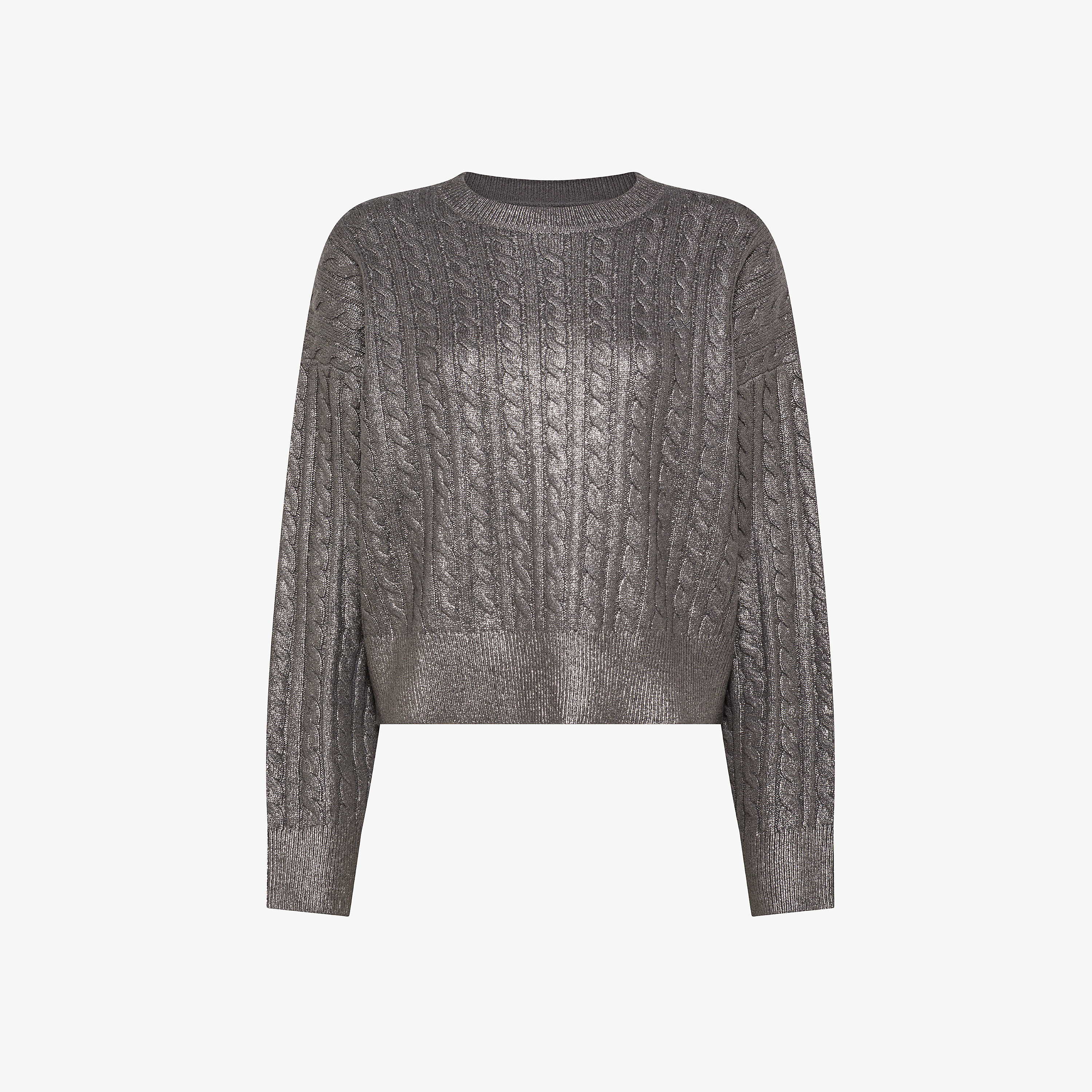 Maglia laminata in lana e cashmere grigio scuro