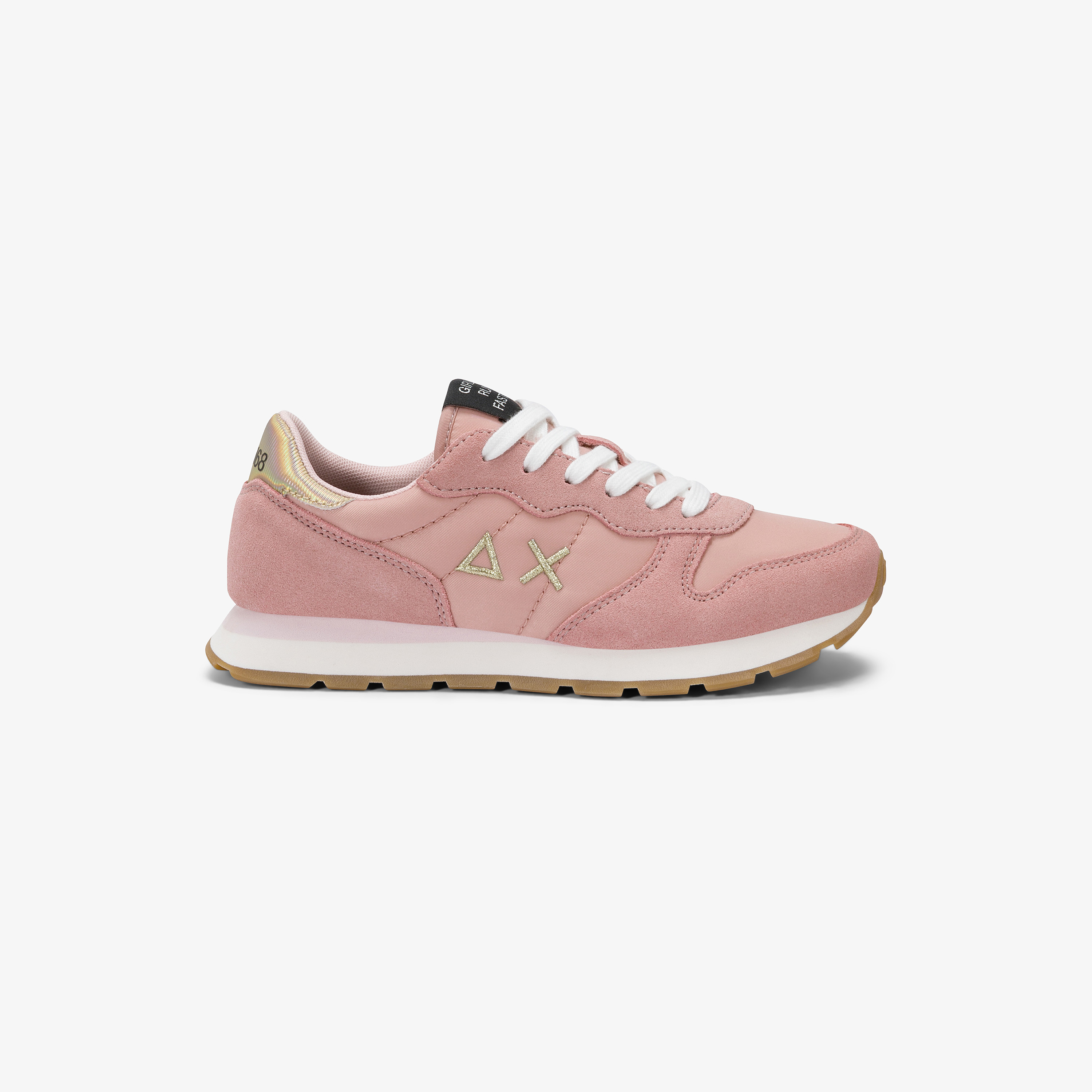 Sneaker Teen Girl's Ally Gold Silver in nylon e suede rosa