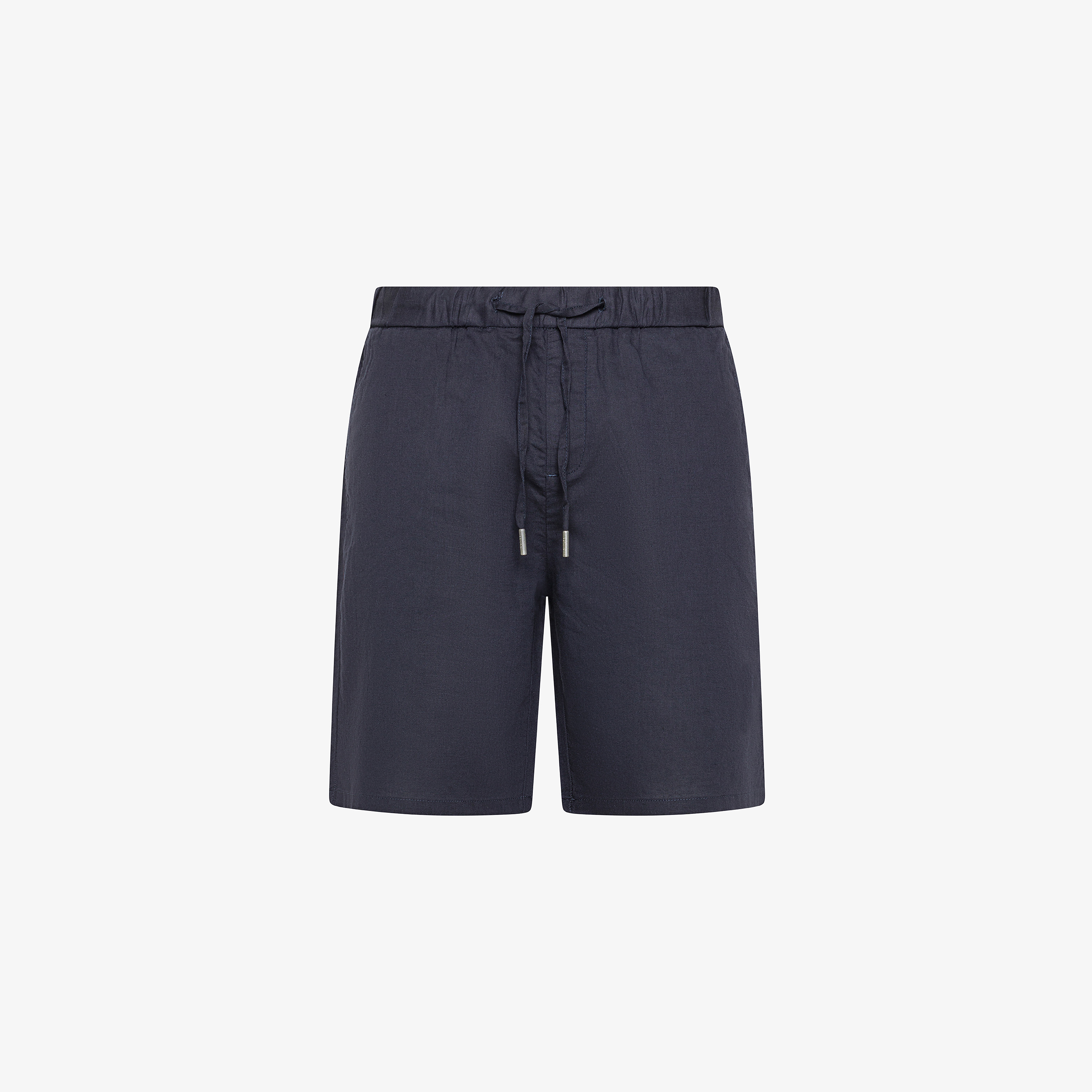 Navy blue linen and cotton Bermuda shorts