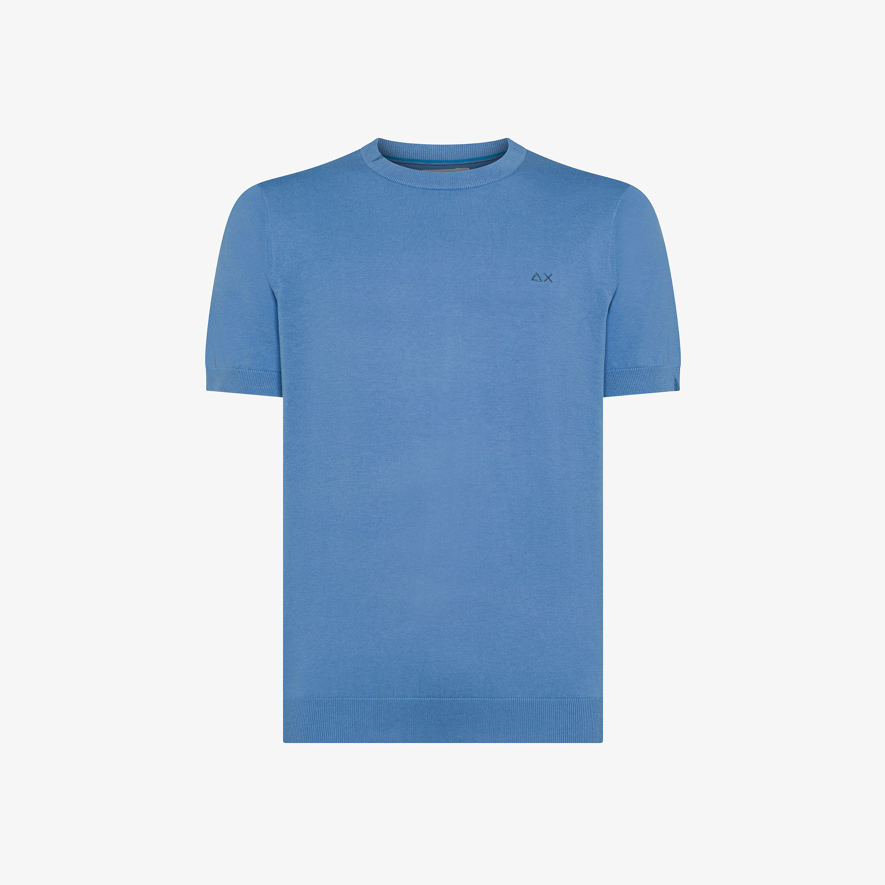 T-shirt in maglia in cotone avio