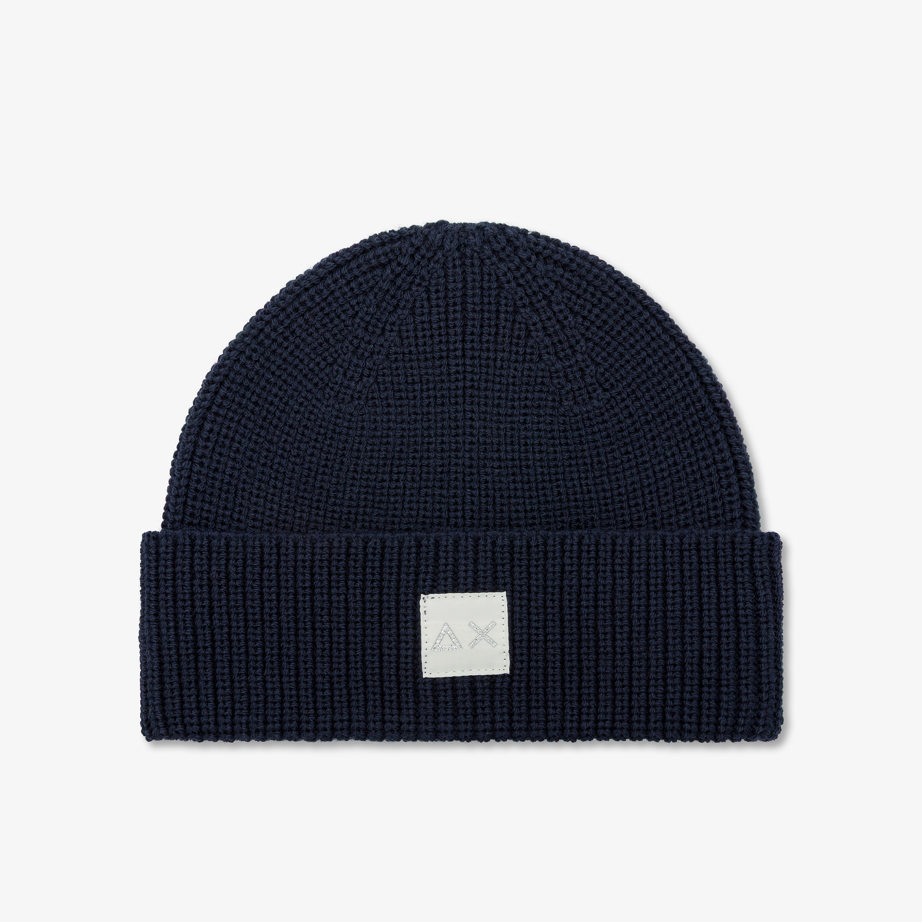 Navy blue wool blend beanie with logo