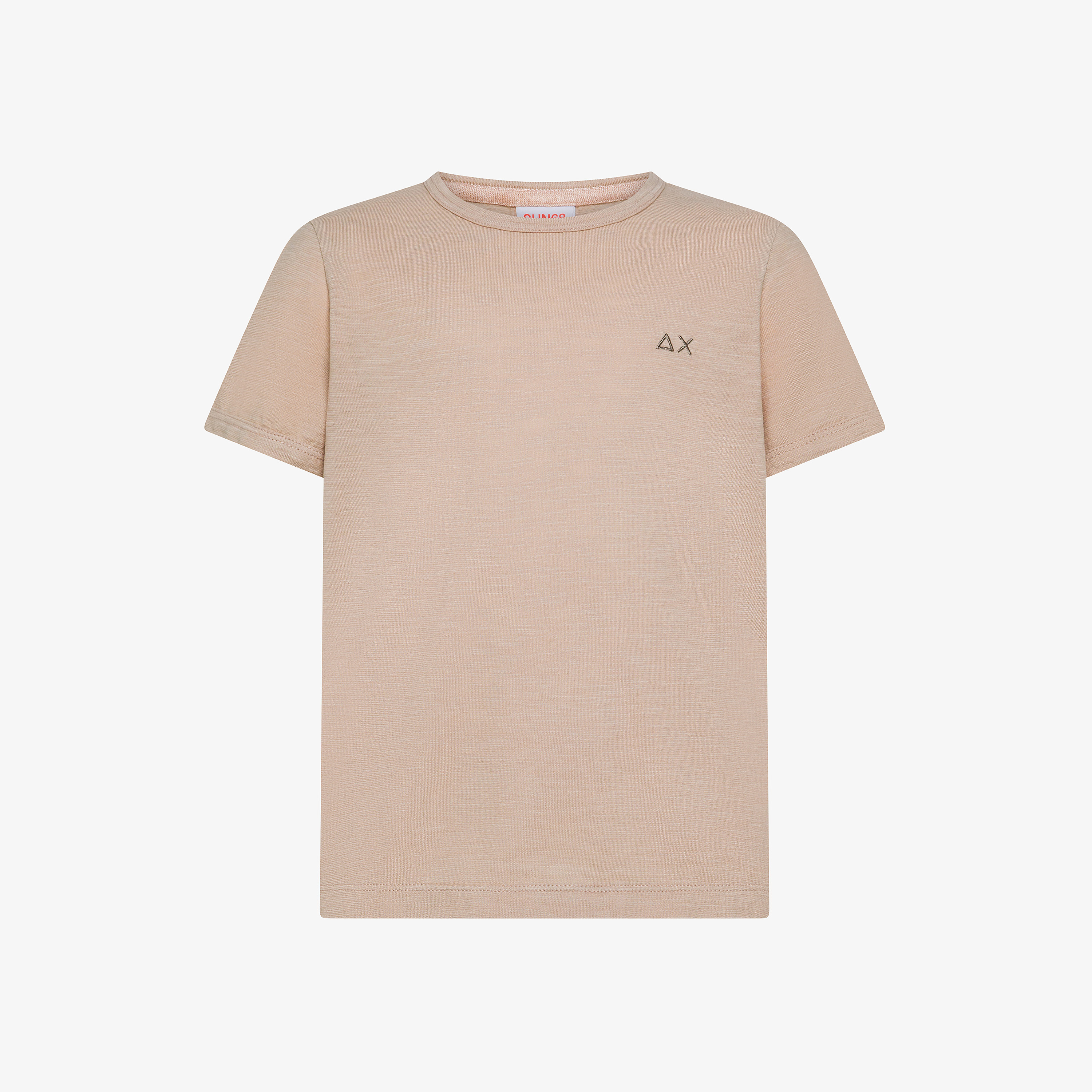 Stone grey cotton T-shirt with SUN68 logo