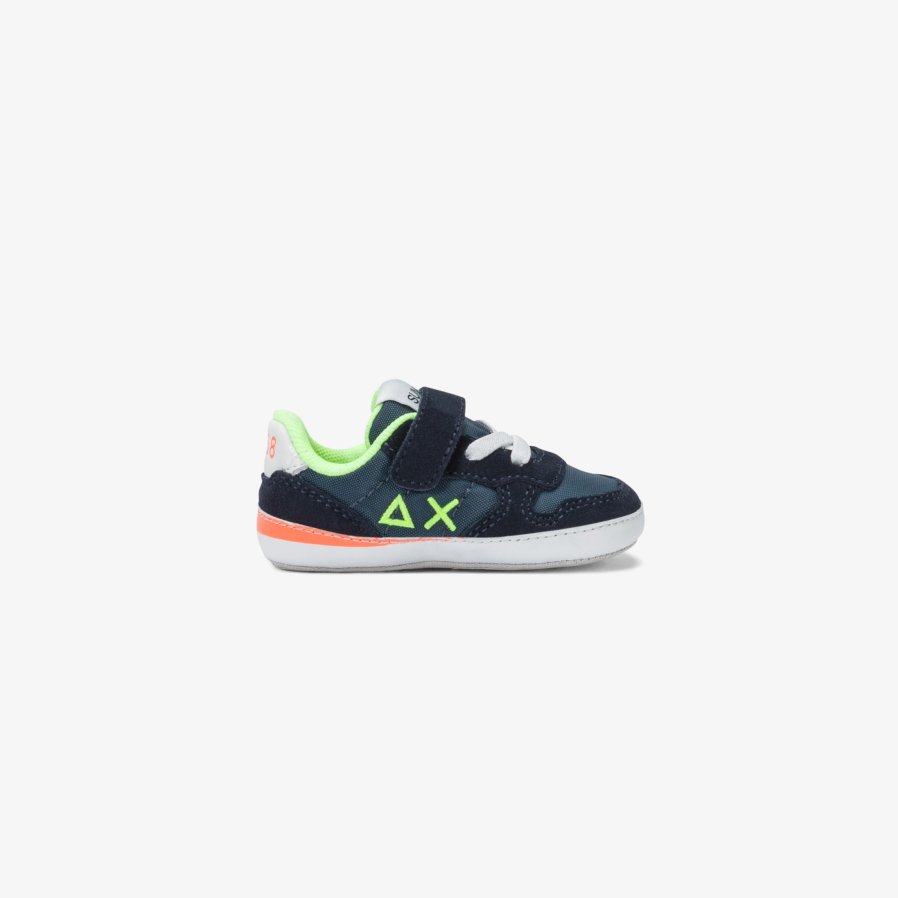 Boys’ Tom Fluo navy blue nylon and suede sneaker