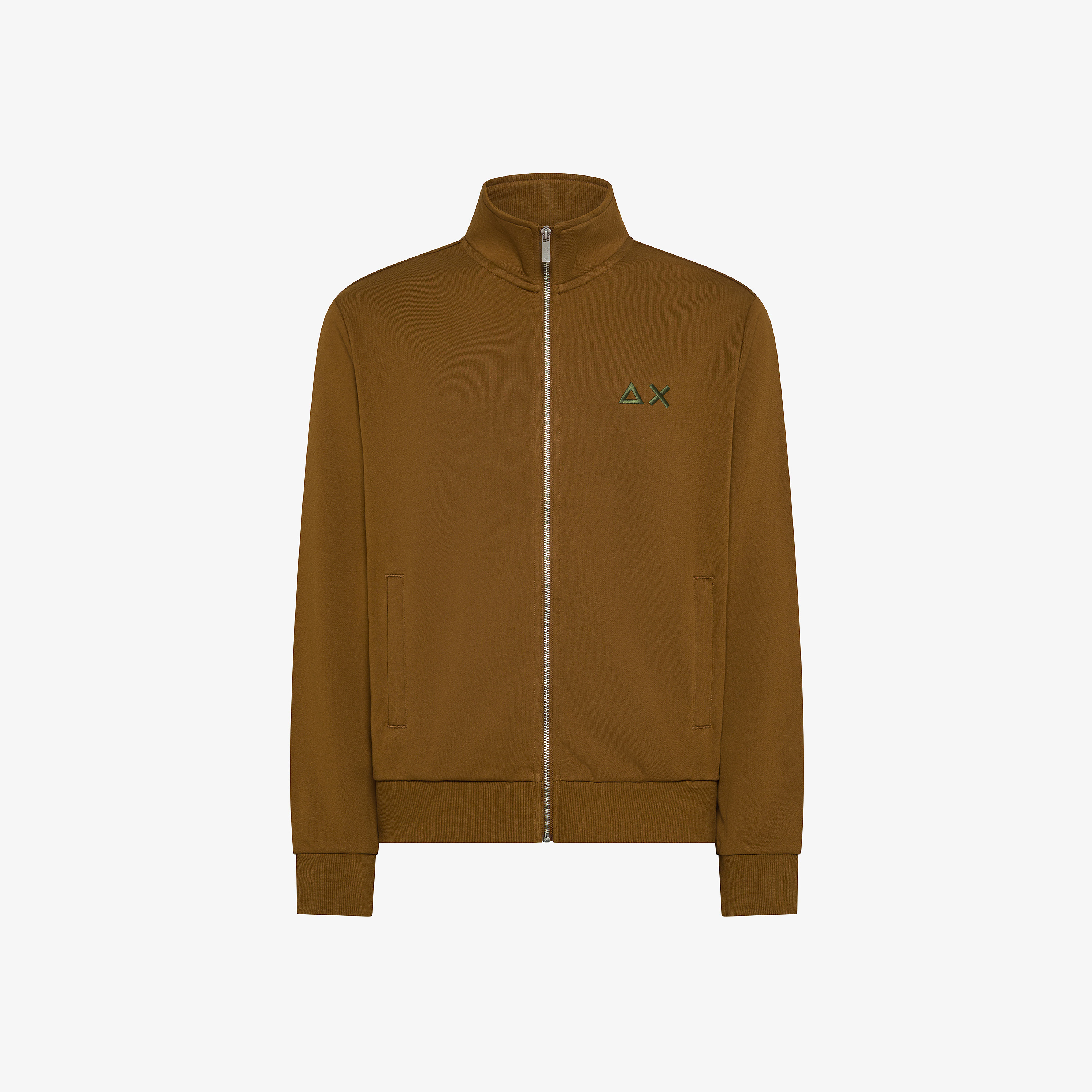 Felpa in cotone con zip e logo volpe