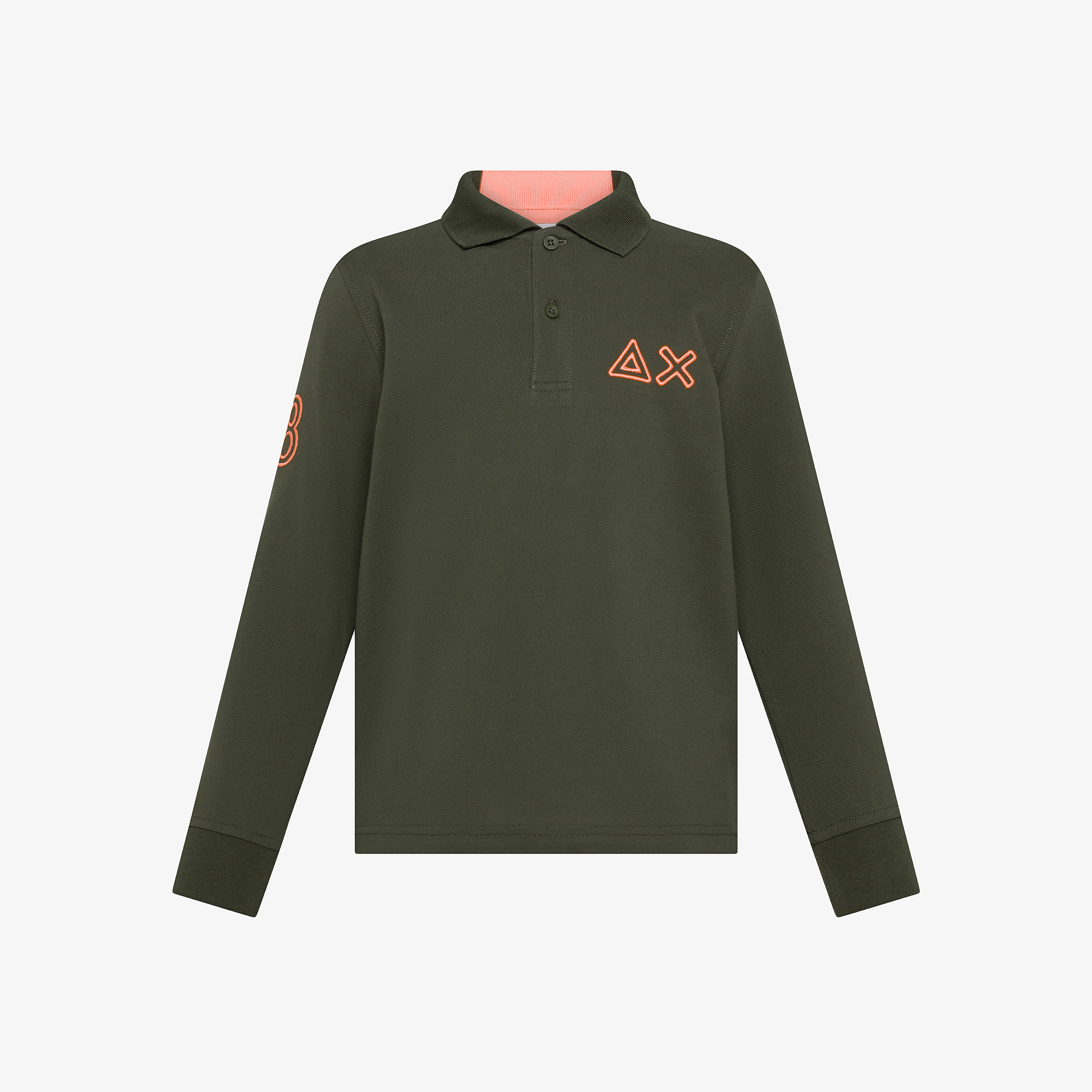 Dark military cotton piqué polo shirt with logo