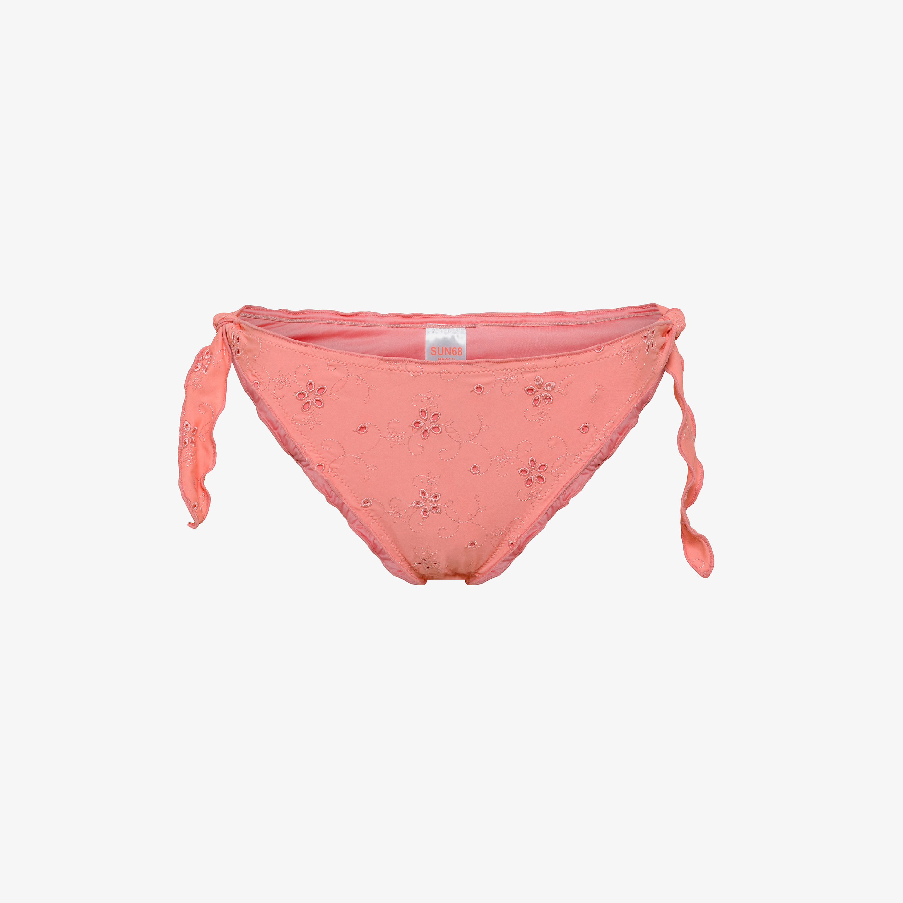 Pink flamingo nylon bikini briefs with embroidery