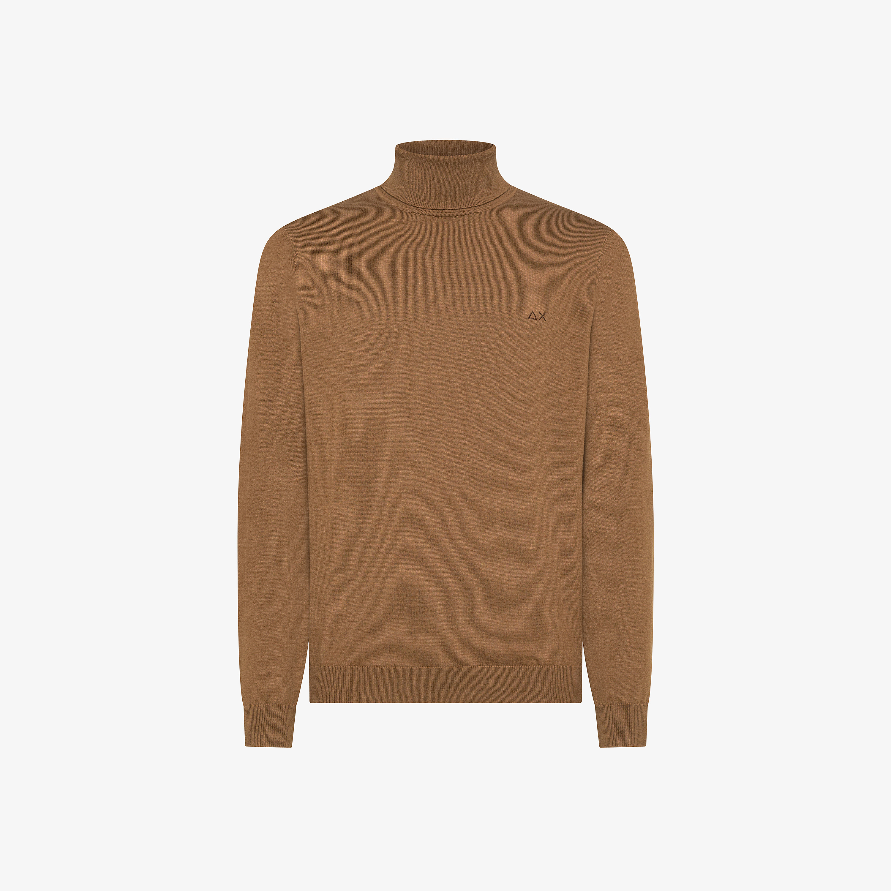 Desert brown wool and cotton turtleneck jumper