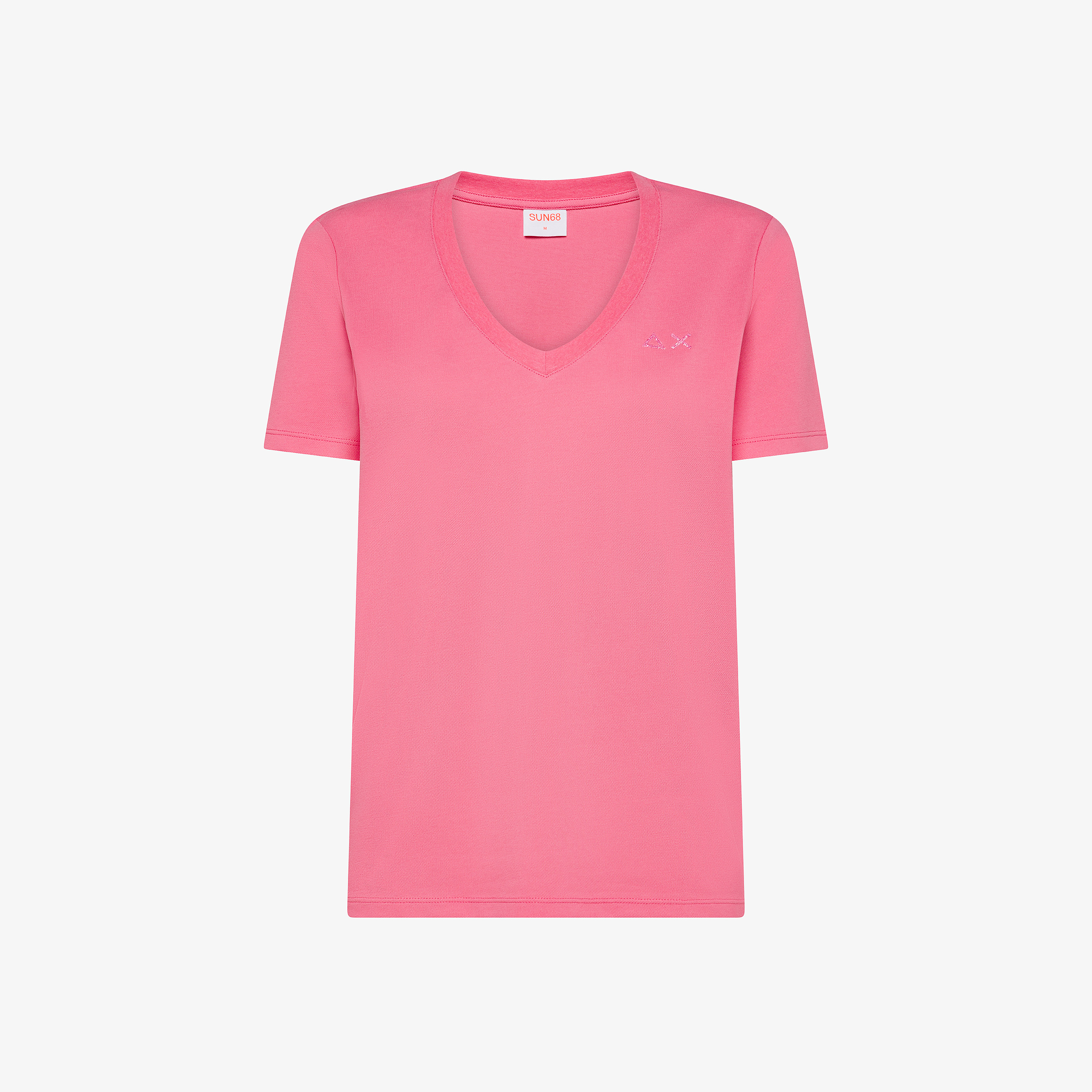 T-shirt in piquet di cotone fucsia