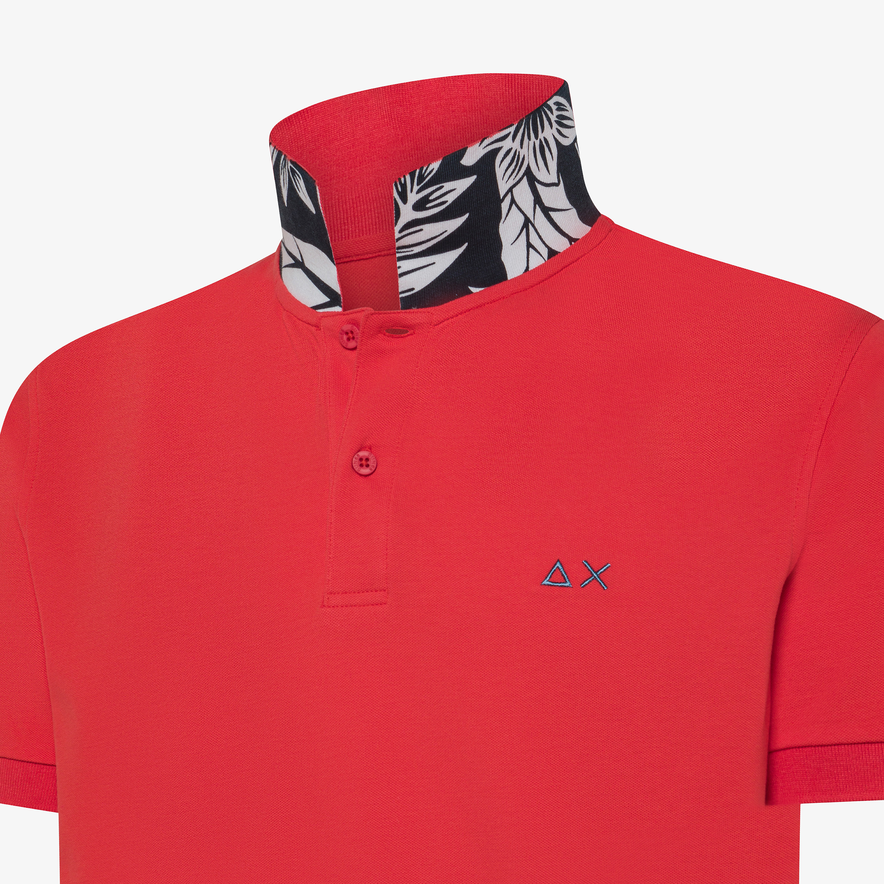 Red polo shirt with floral print - Main Image