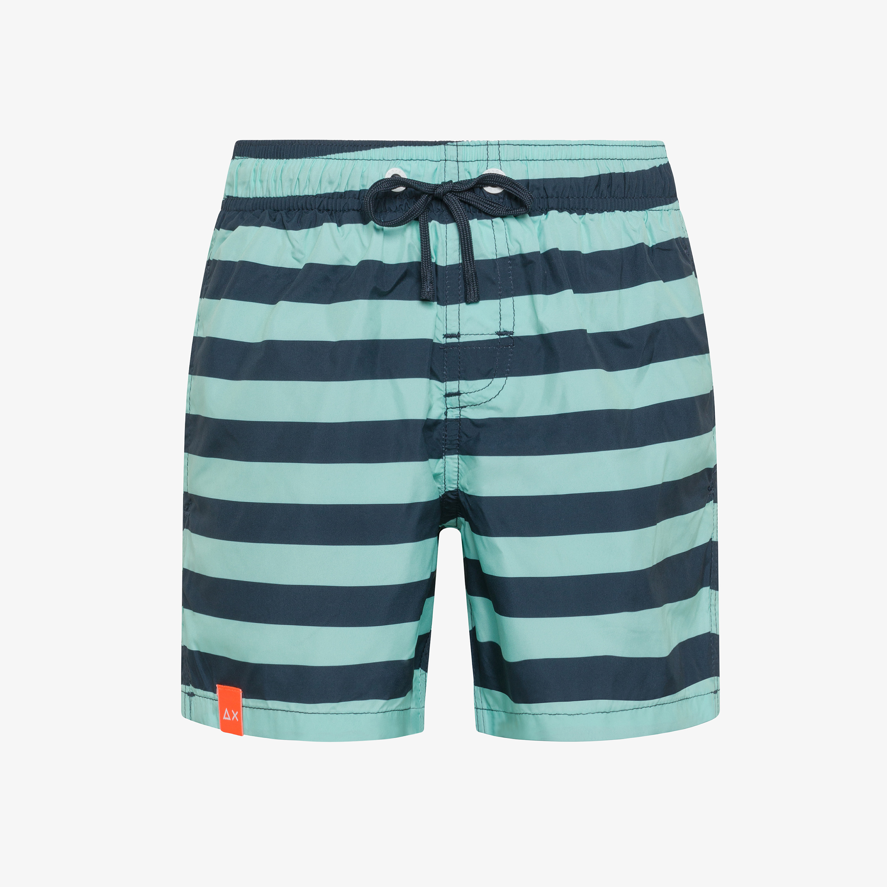 Boxer mare a righe blu navy e verde acqua