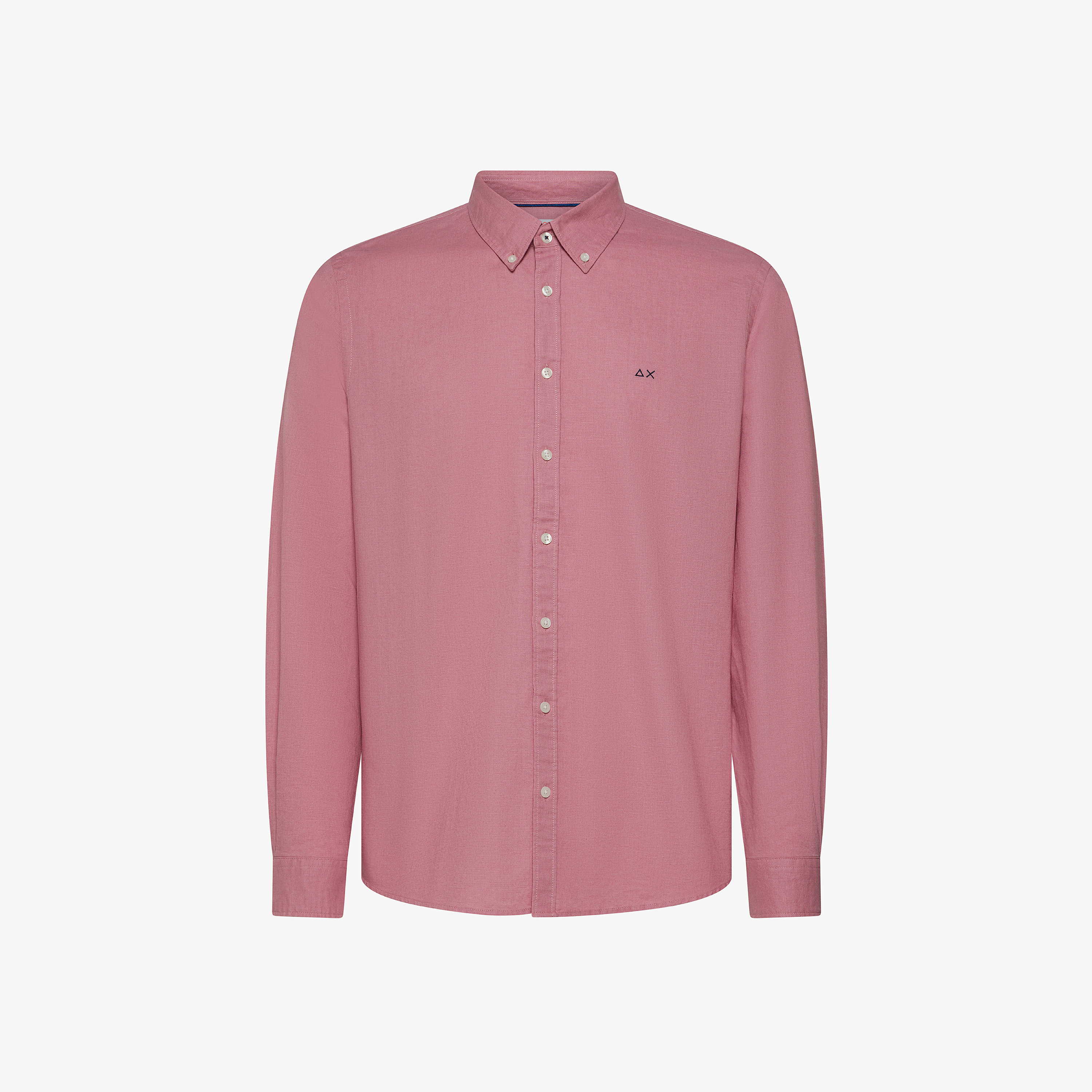 Dark pink linen and cotton button-down shirt