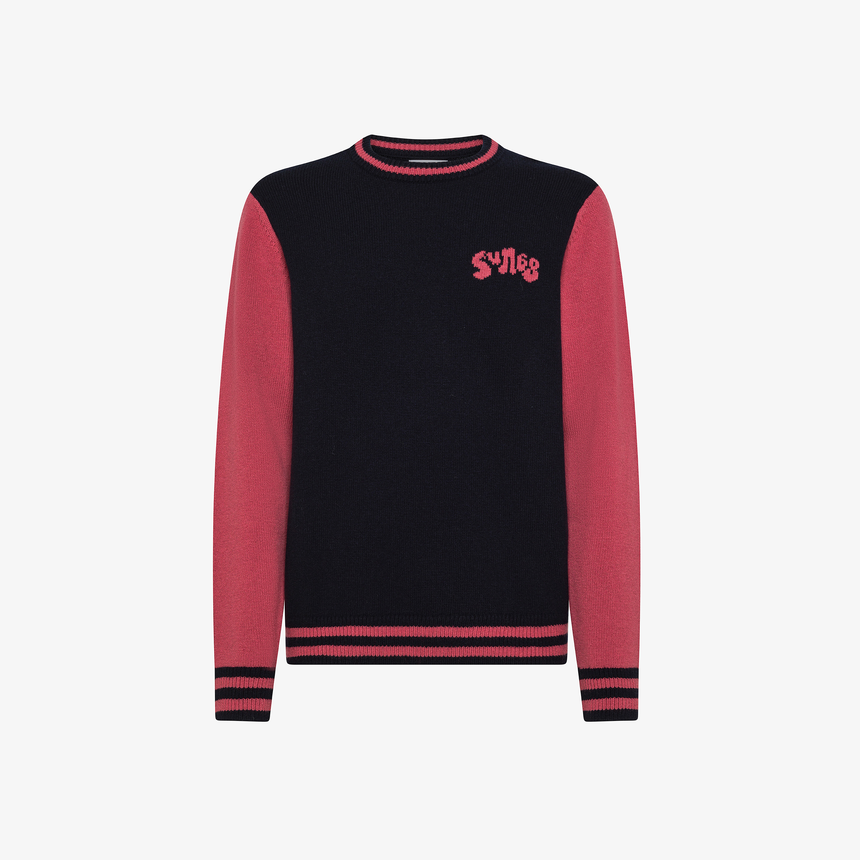 Maglia girocollo in lana con logo navy blue Maglia girocollo in lana con logo navy blue