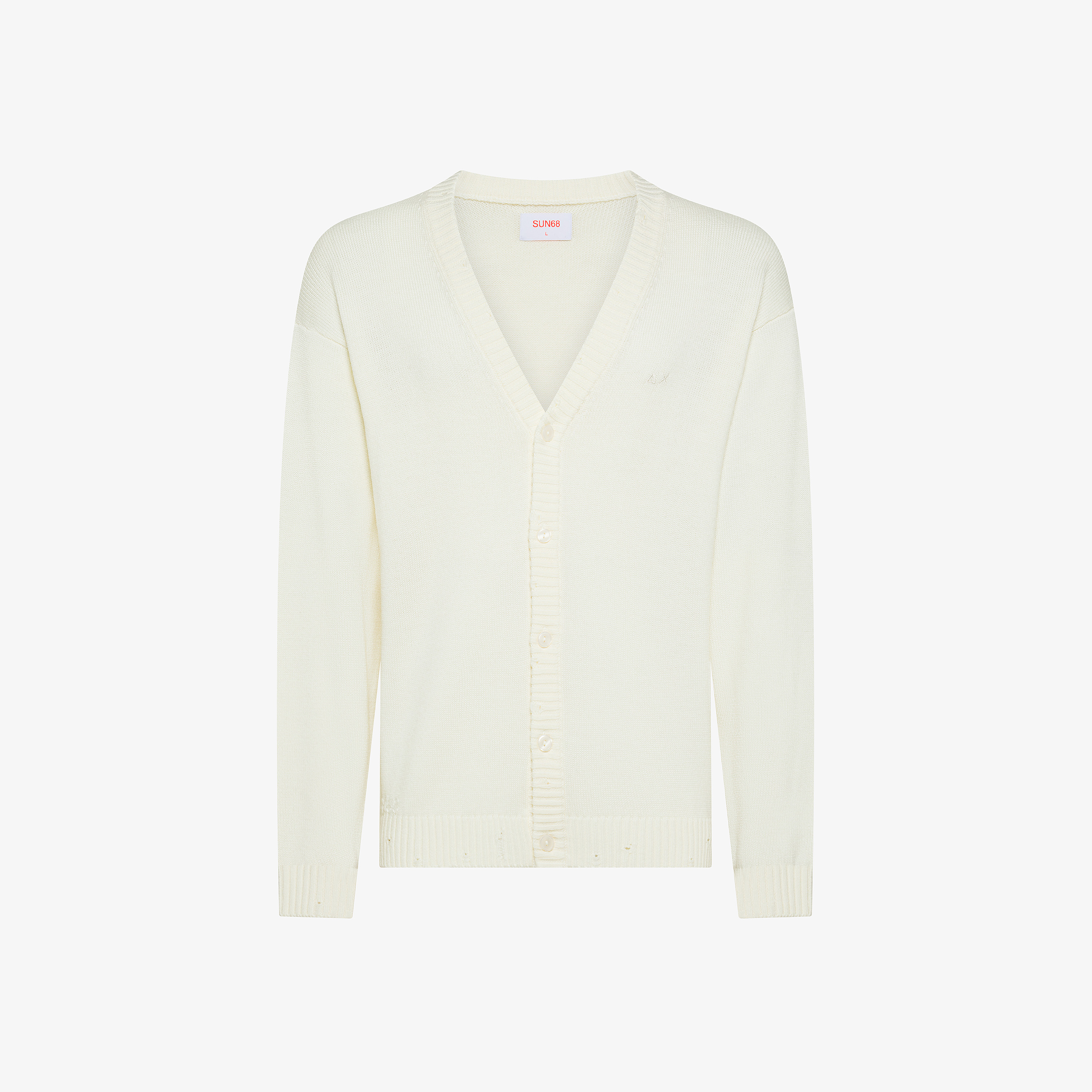 Cardigan in lana effetto vintage bianco panna
