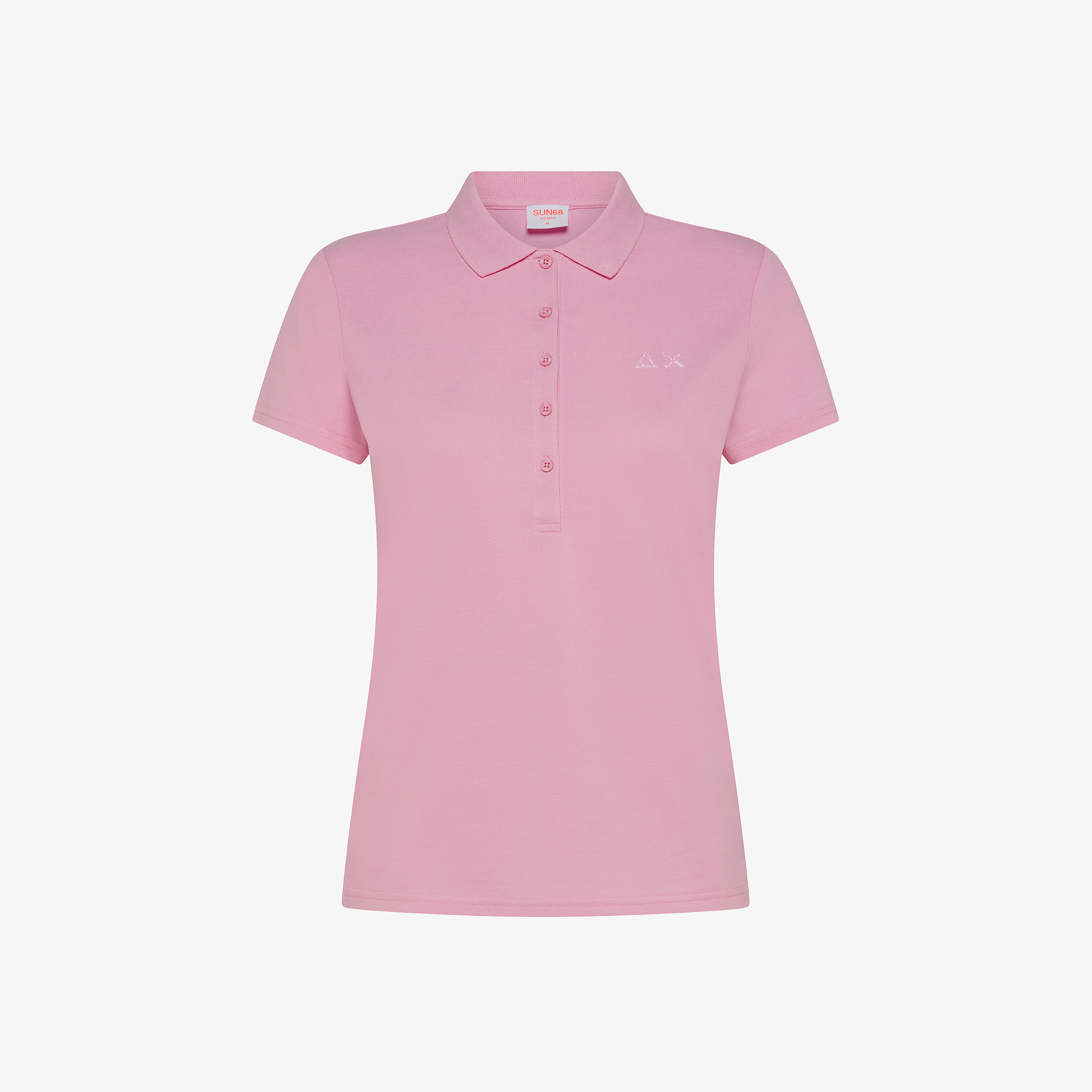 Geranium cotton piqué polo shirt with rhinestone logo