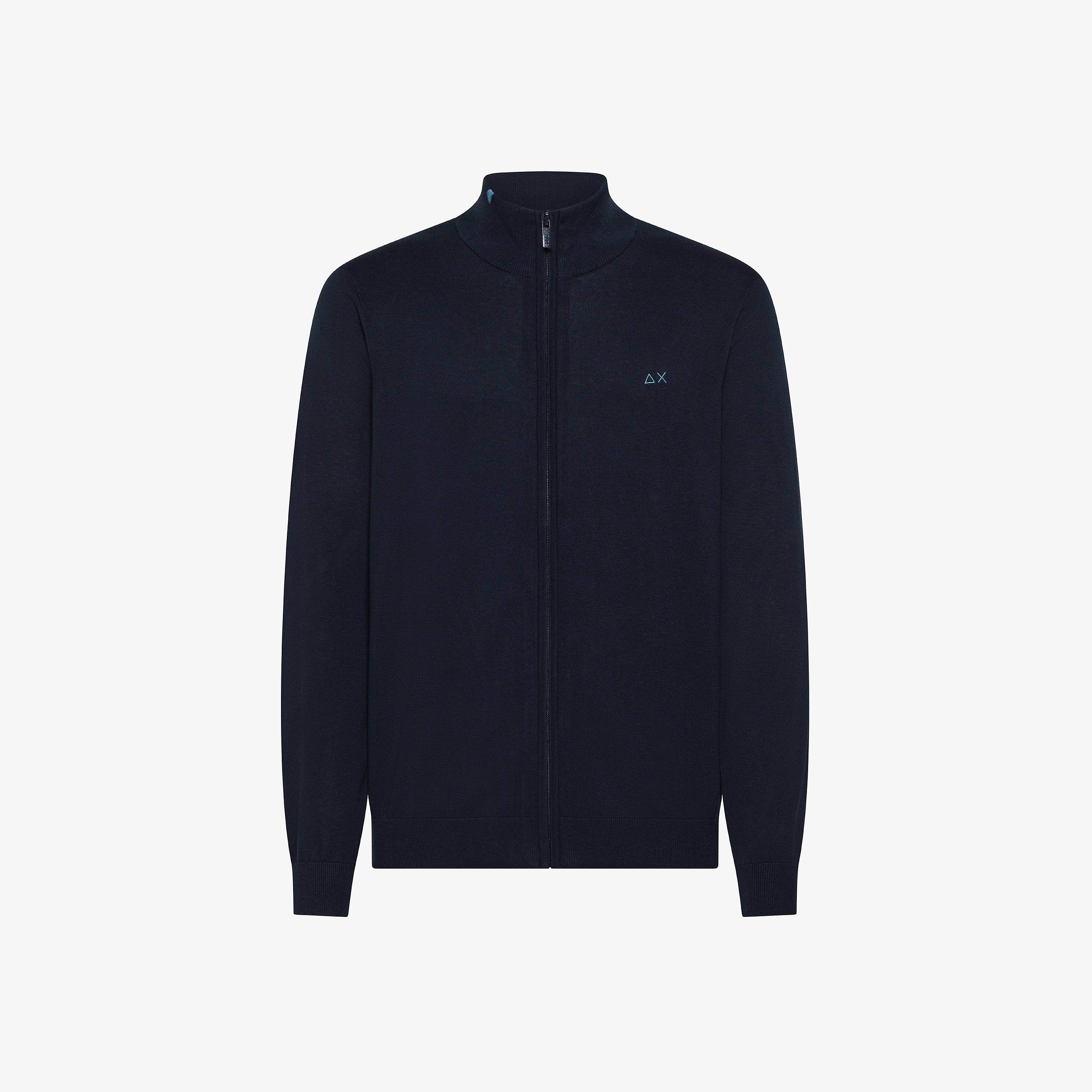 Cardigan in maglia di cotone con zip blu navy