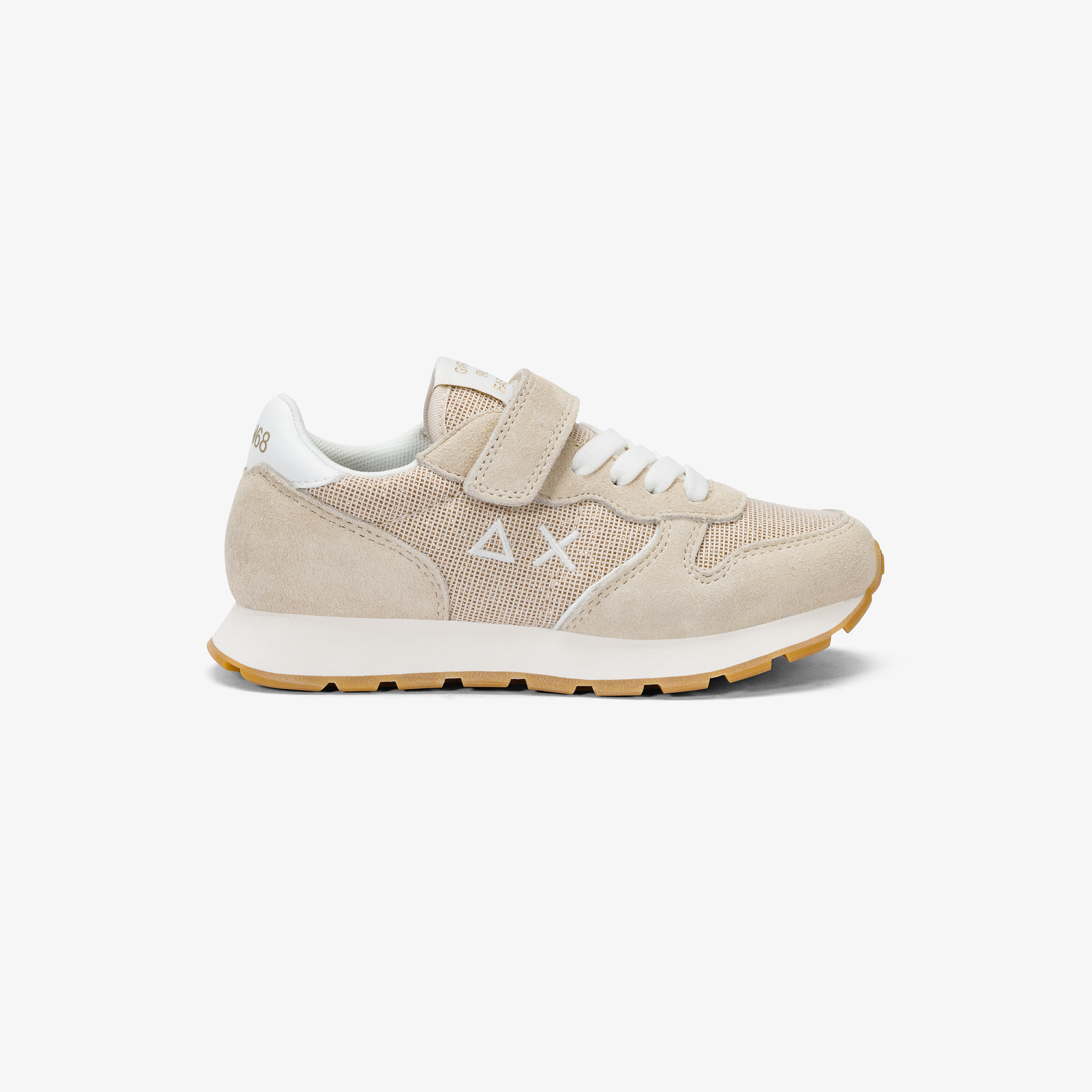 Girls' Ally Glitter gold suede and fabric sneaker