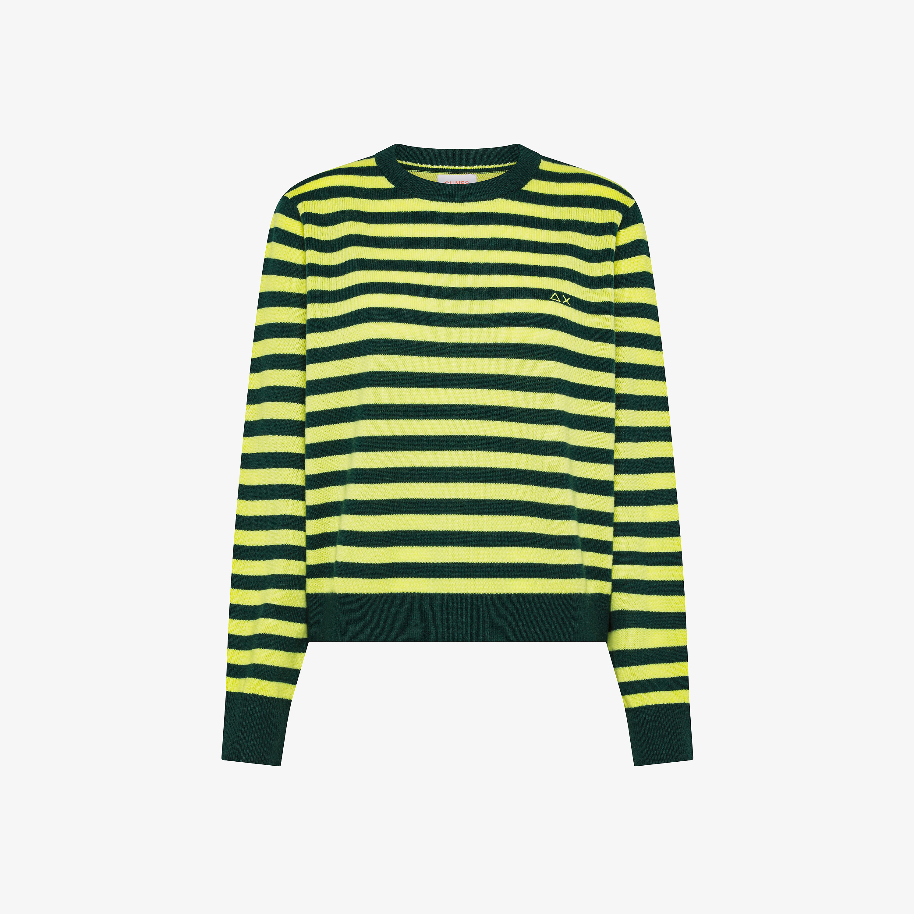 English green/yellow fluo wool and cashmere striped jumper English green/yellow fluo wool and cashmere striped jumper