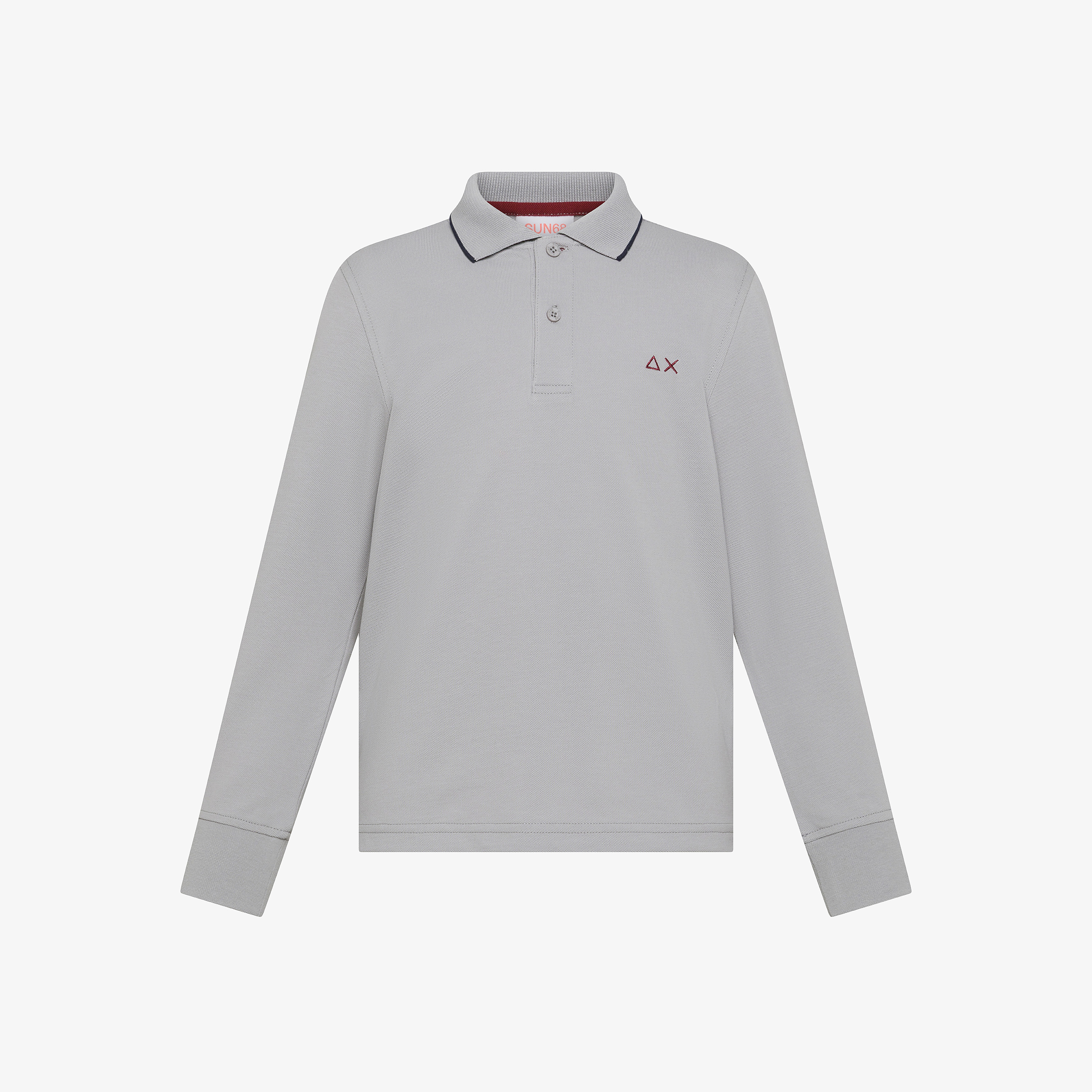 Polo in piquet di cotone grigio medio Polo in piquet di cotone grigio medio