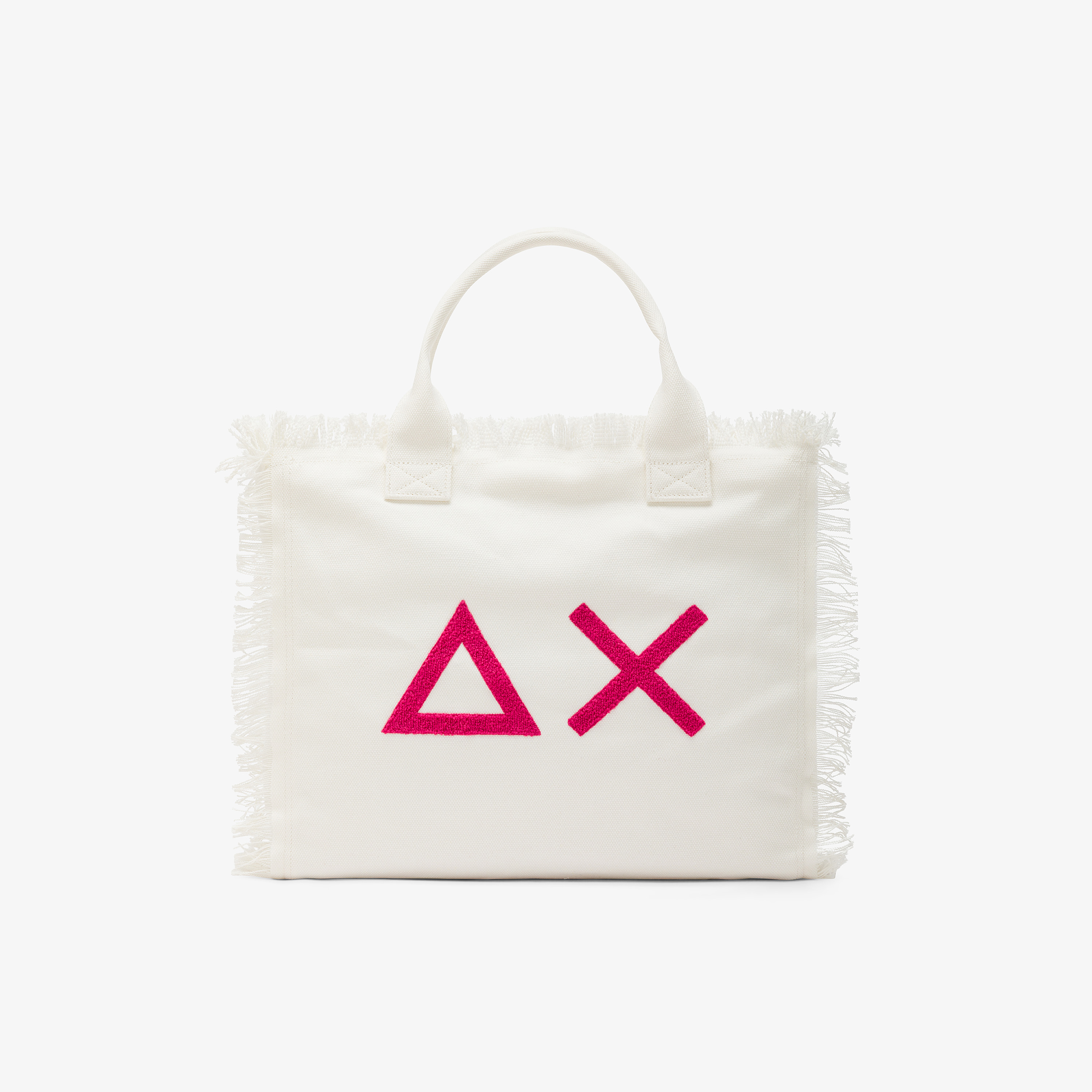 White cotton canvas beach bag