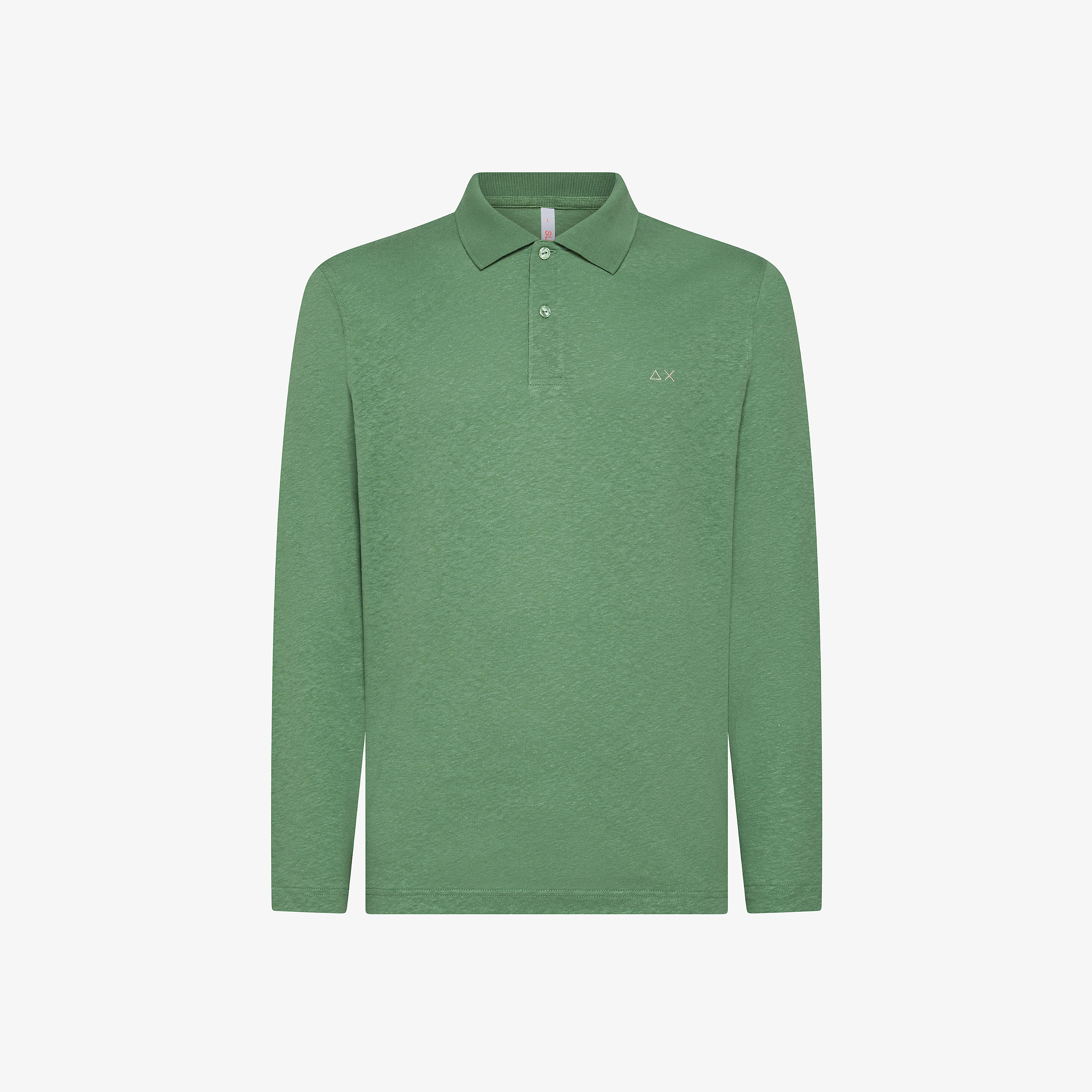 Sage green linen and cotton polo shirt