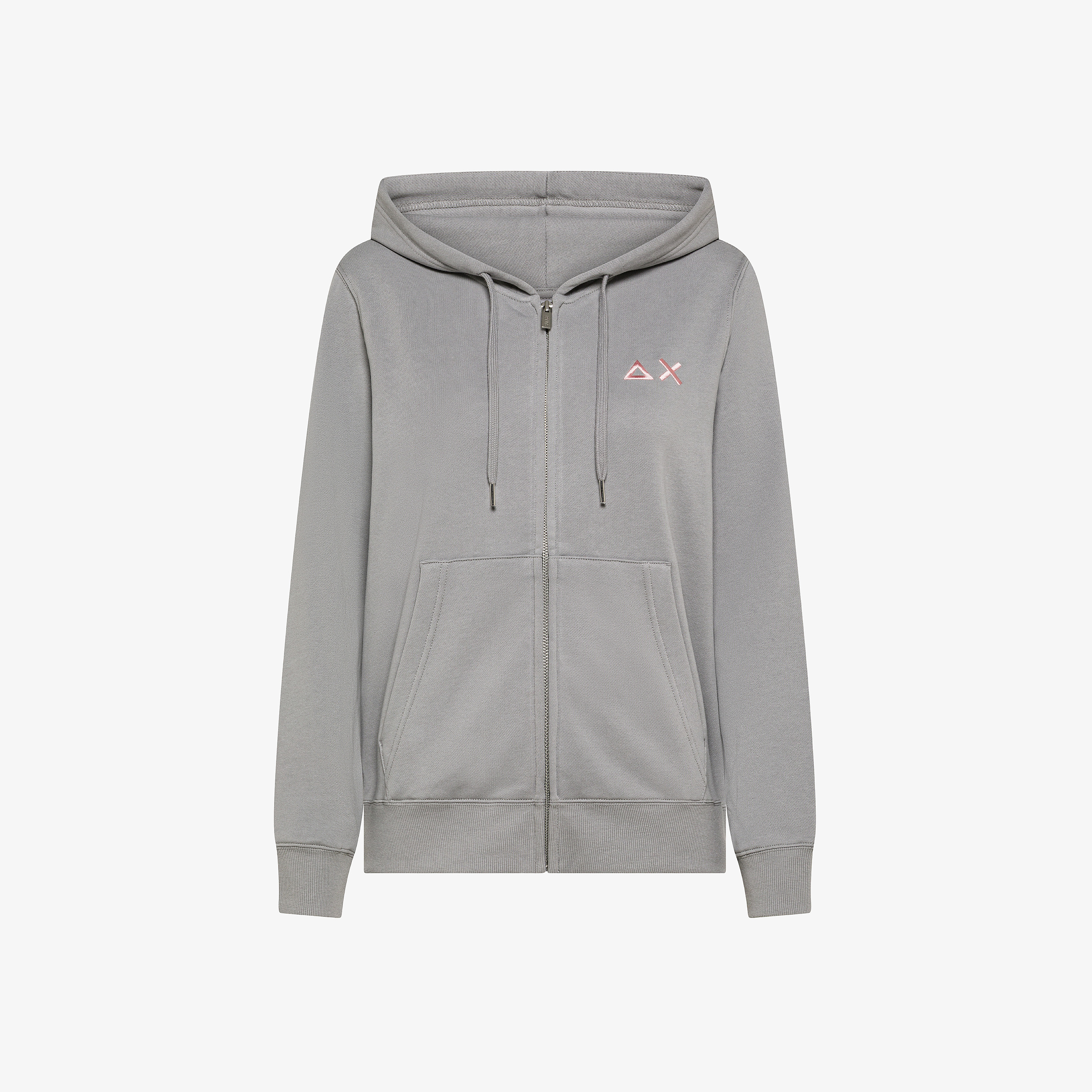 Felpa in cotone con tasche e zip grigio medio