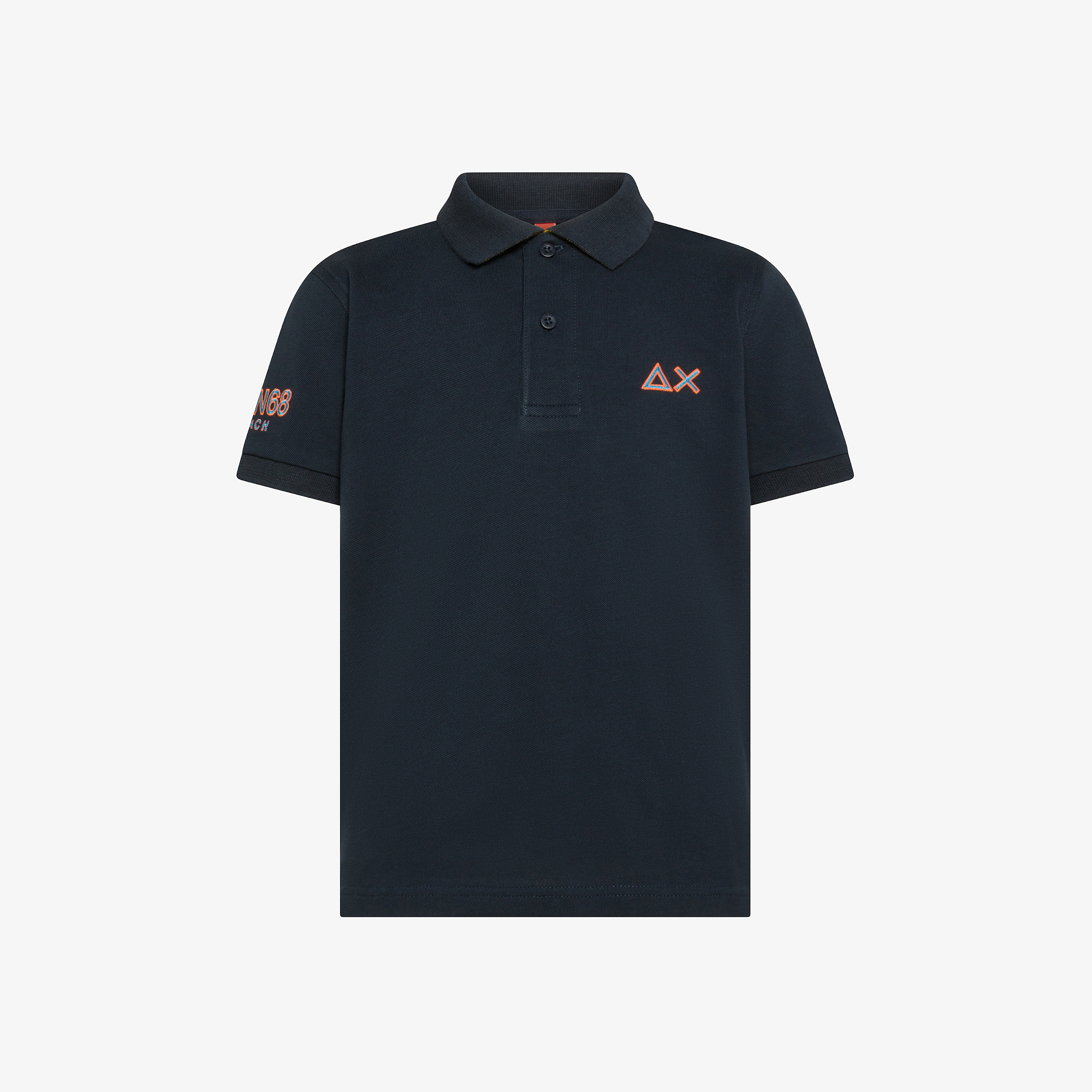 Navy blue cotton piqué polo shirt