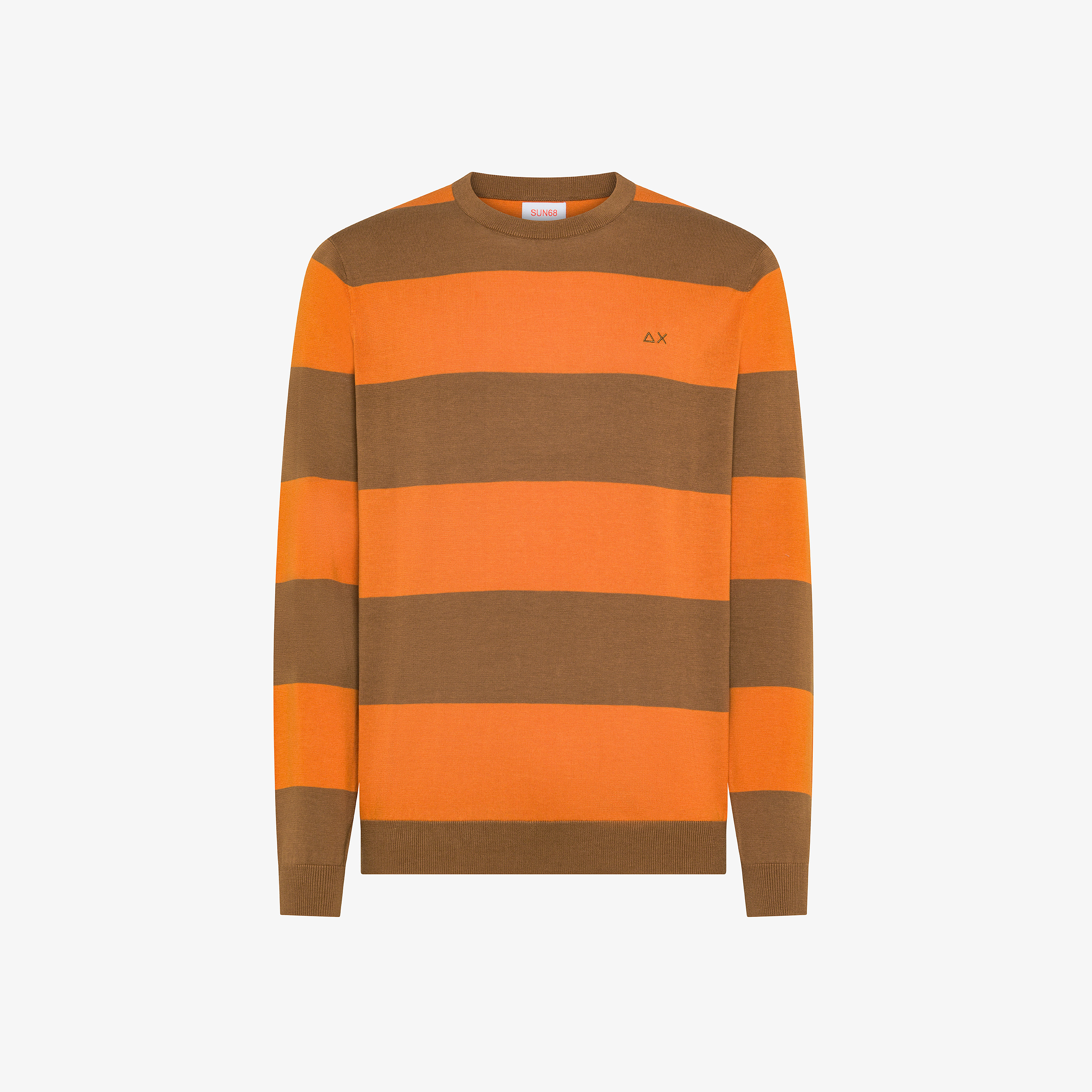 Maglia in cotone a righe marrone volpe/rosso rust