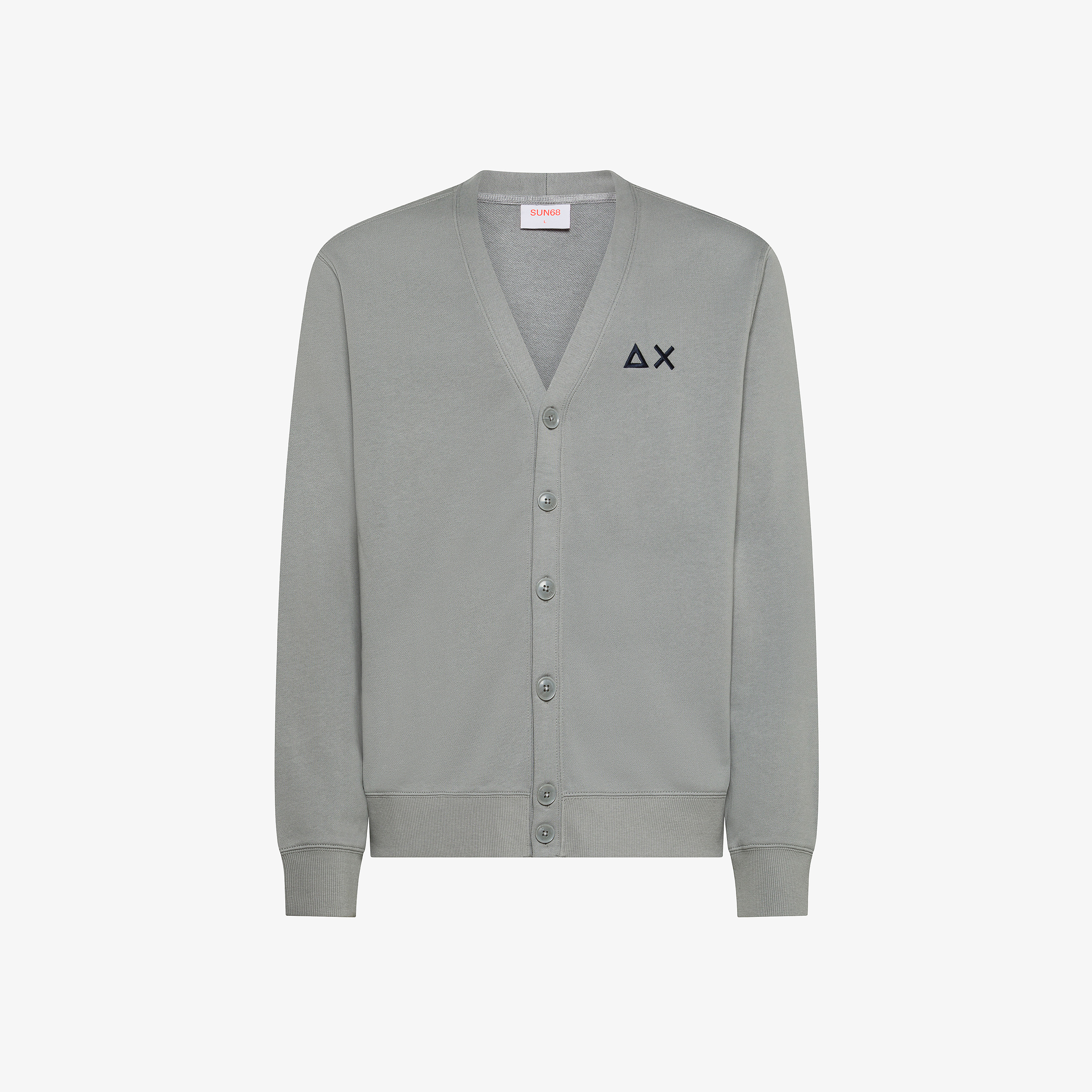 Medium grey cotton fleece cardigan with buttons