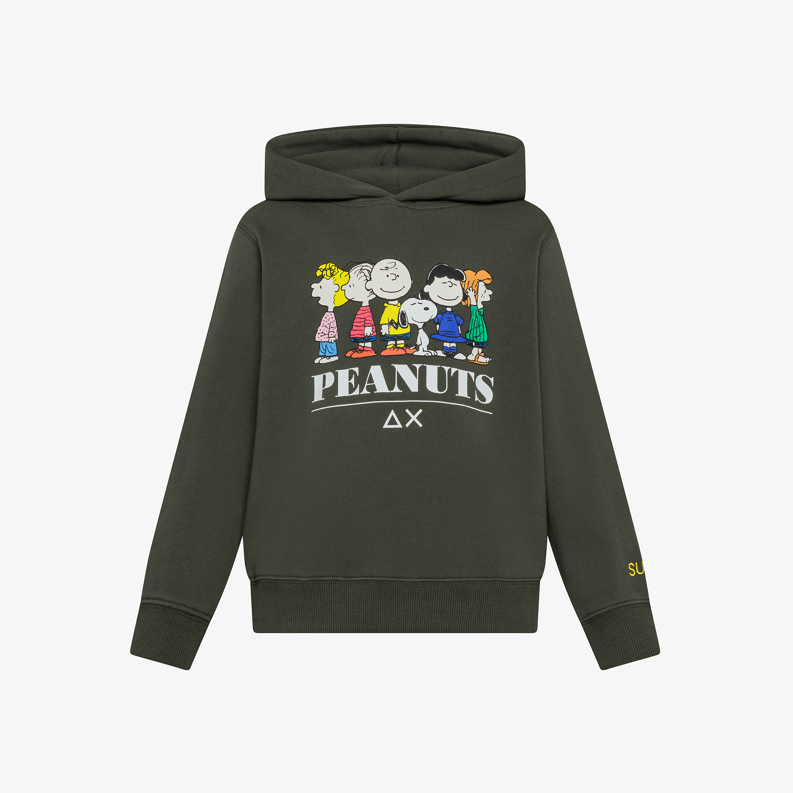 Felpa Peanuts in cotone con cappuccio militare scuro