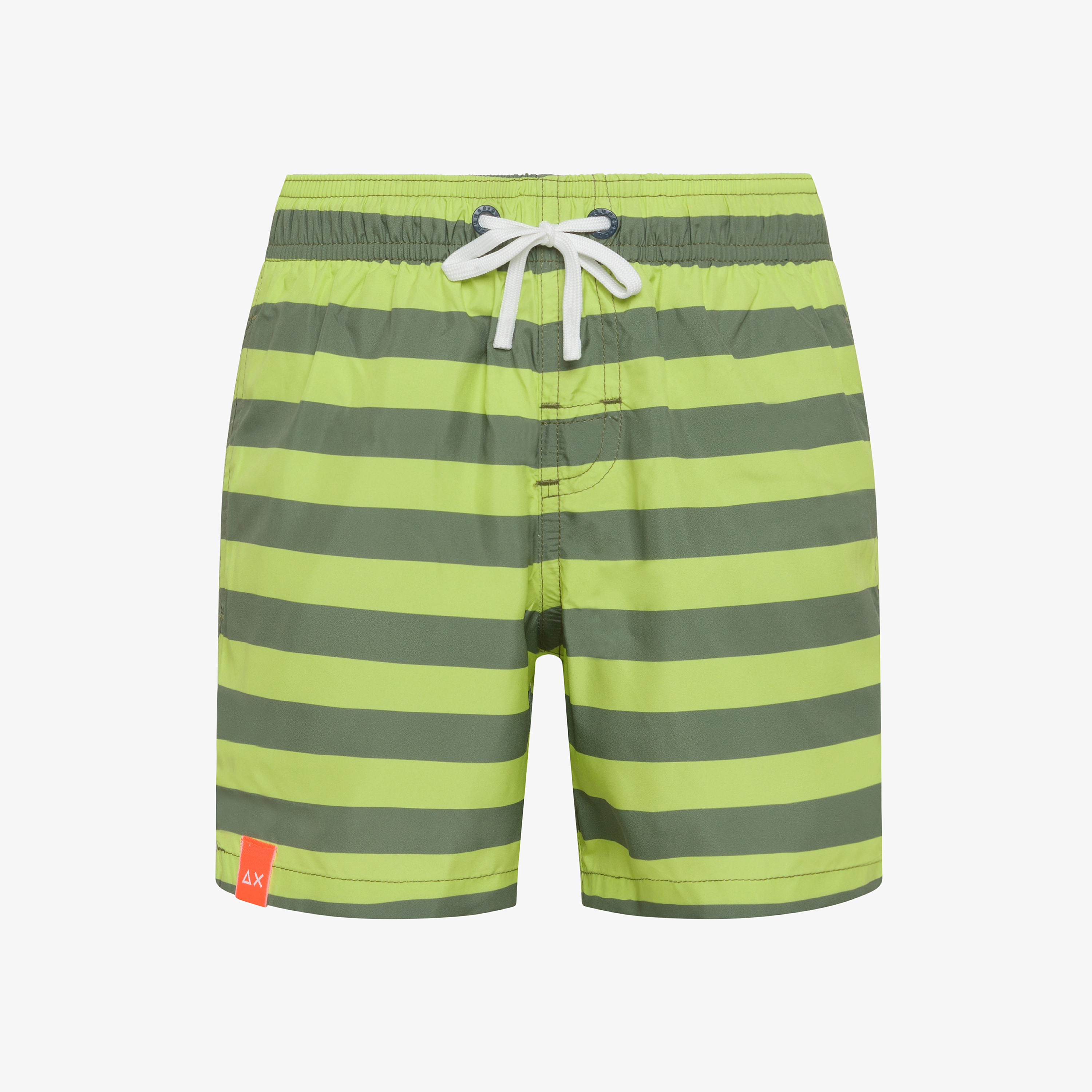 Boxer mare a righe verde militare e giallo lime